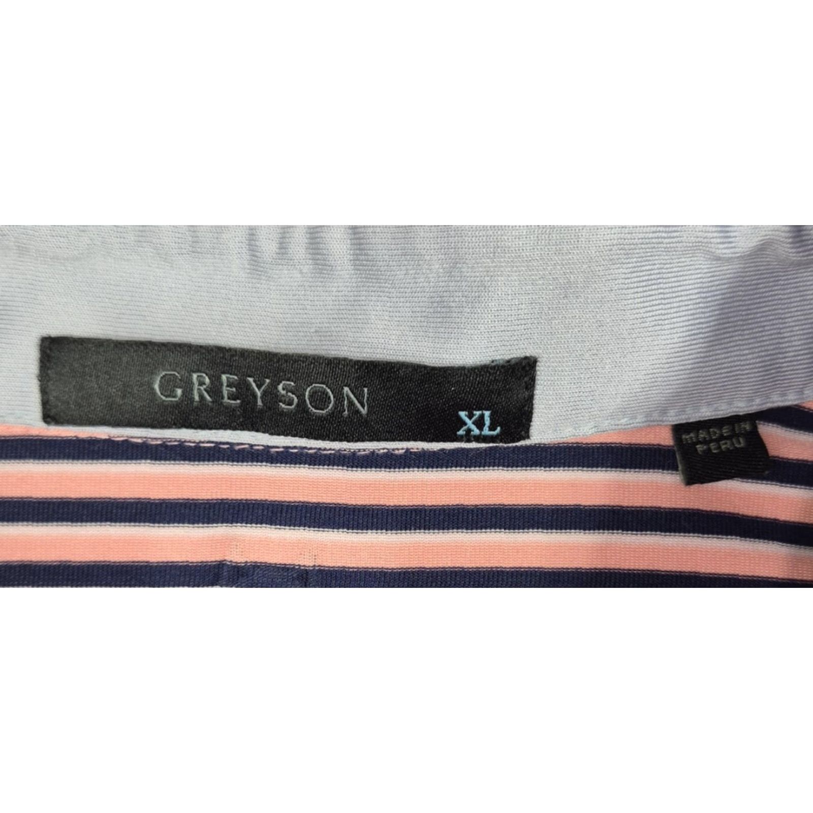 Vintage Greyson Polo Shirt Mens XL Pink Navy Stripe Knit Short Sleeve Golf Performance Size US XL / EU 56 / 4 - 5 Thumbnail