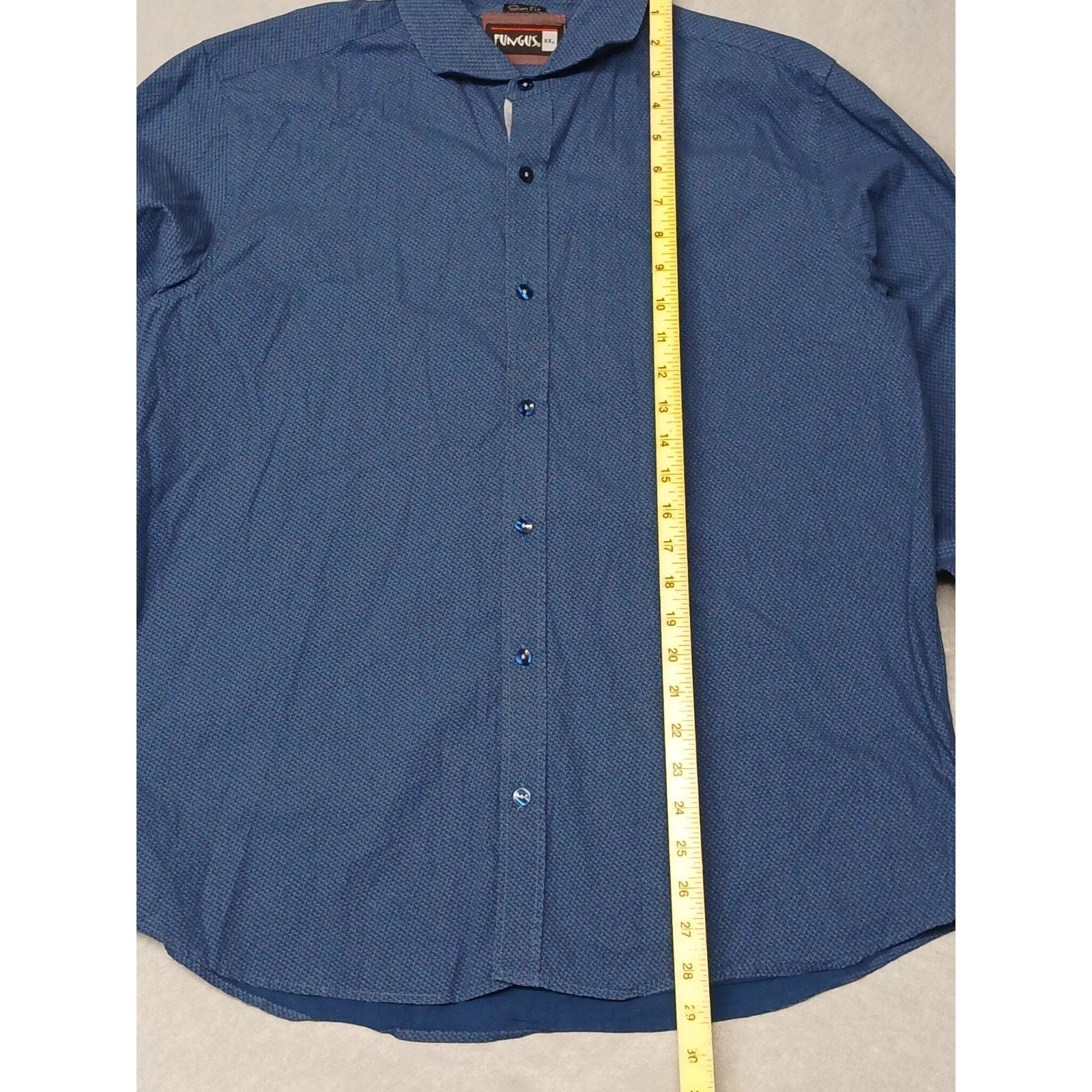 Other Fungus (2XL) Slim Fit Blue Dress Button Short Sleeve Shirt Size US XXL / EU 58 / 5 - 2 Thumbnail