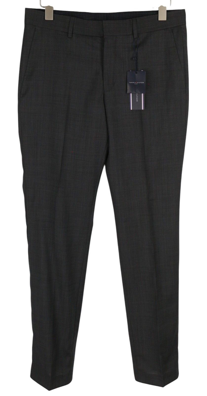 RHAMES 94 Long Grey Wool Patterned Tapered Leg Pants 85316