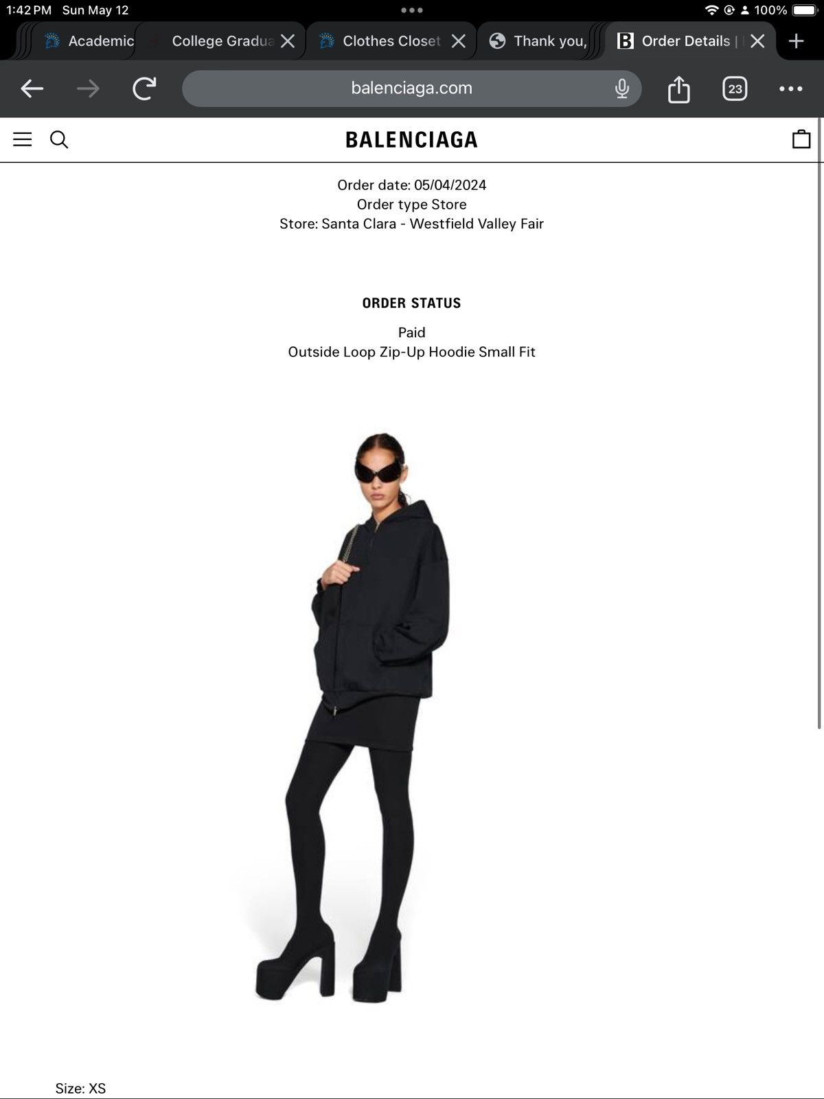 Balenciaga Balenciaga Outside Loop Zip-Up Hoodie Small Fit
