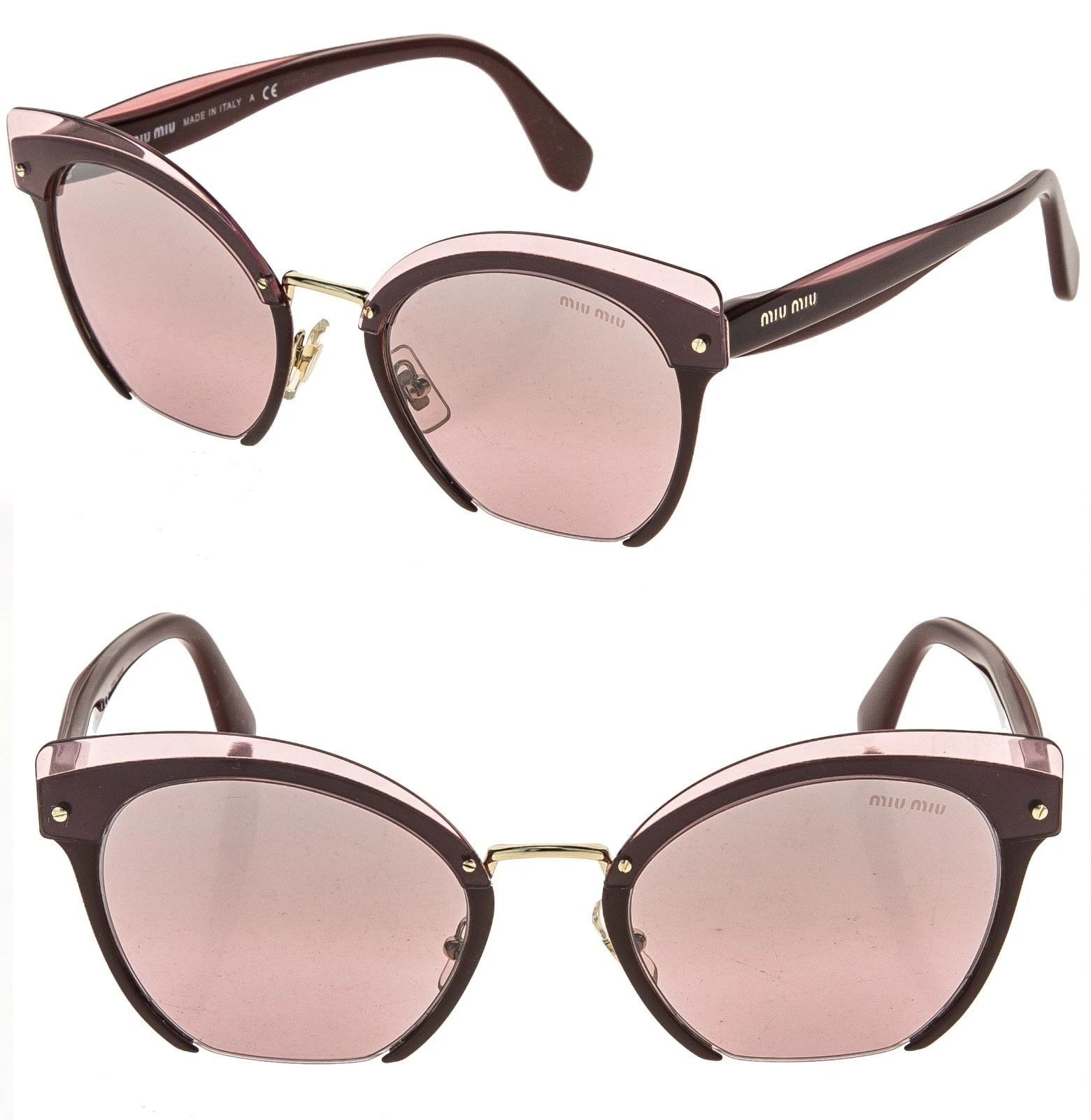 Miu Miu MIU MIU MU53TS RASOIR 53T Layers Red Pink Flat Sunglasses Size ONE SIZE - 1 Thumbnail