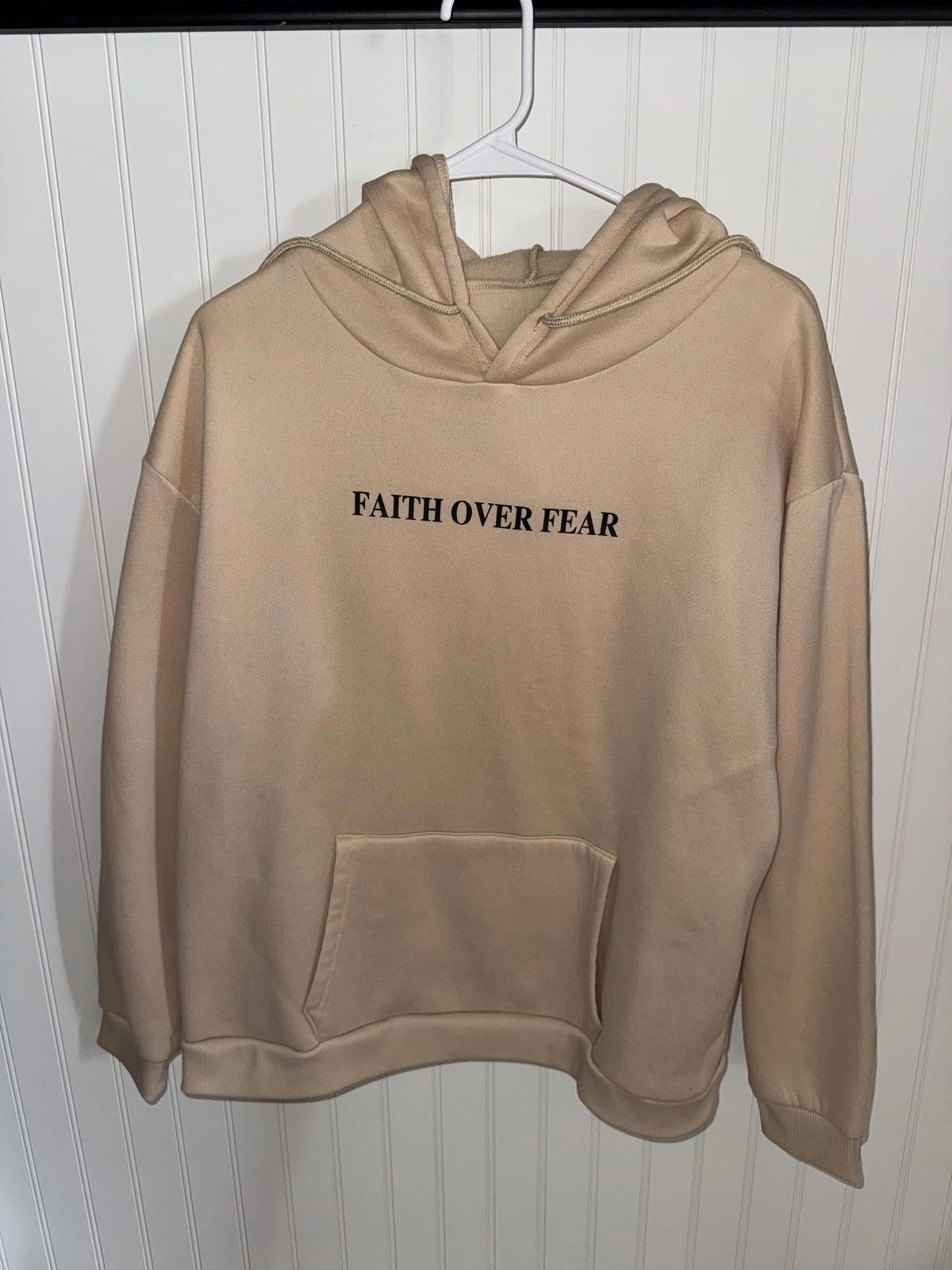 Other Faith Over Fear Beige Hoodie Sweatshirt Oversized Large Size US L / EU 52-54 / 3 - 1 Thumbnail
