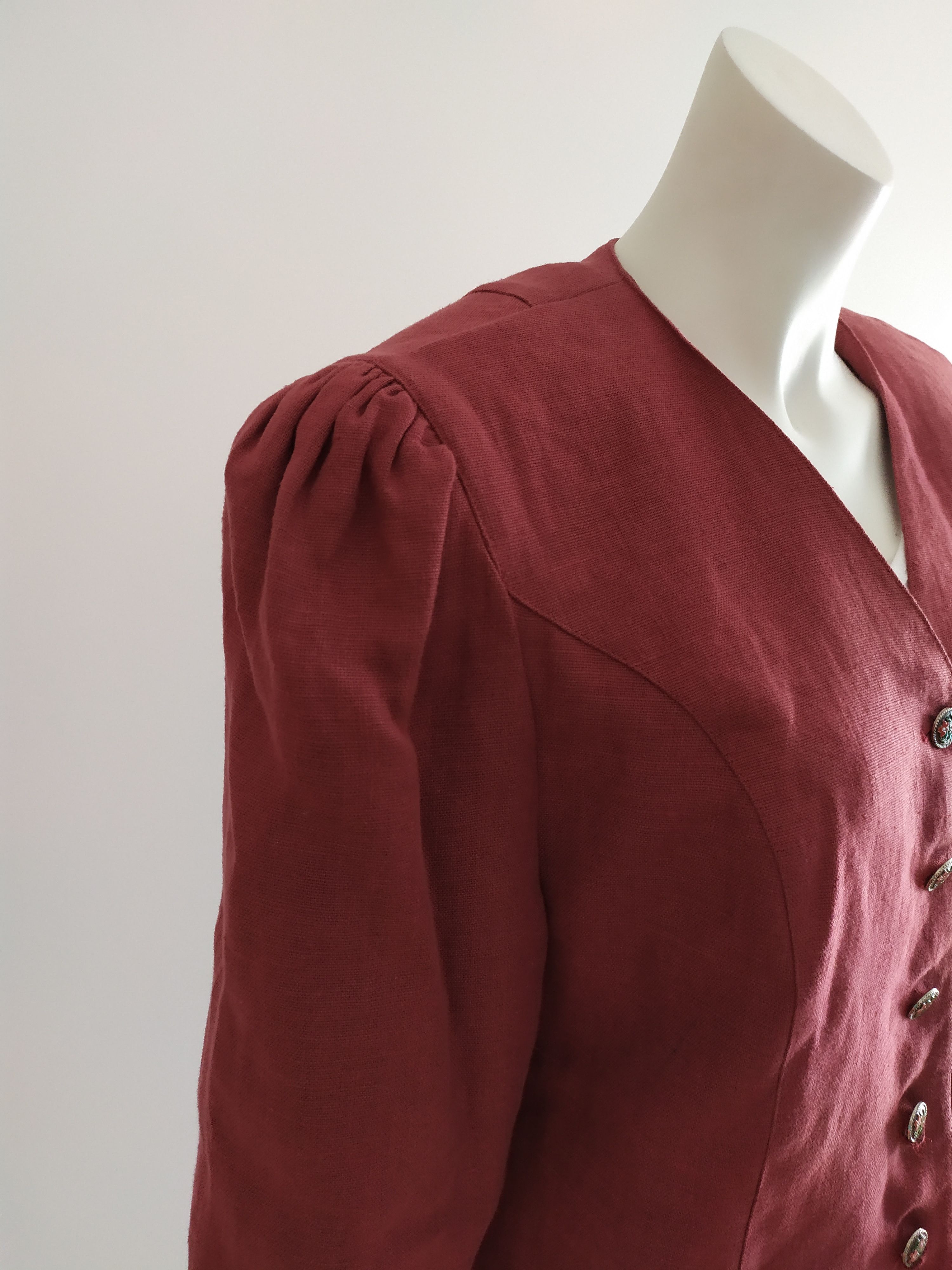 The Difference Raspberry Linen women jacket blazer Bavarian Vintage XL Size XXL / US 16-18 / IT 52-54 - 3 Thumbnail