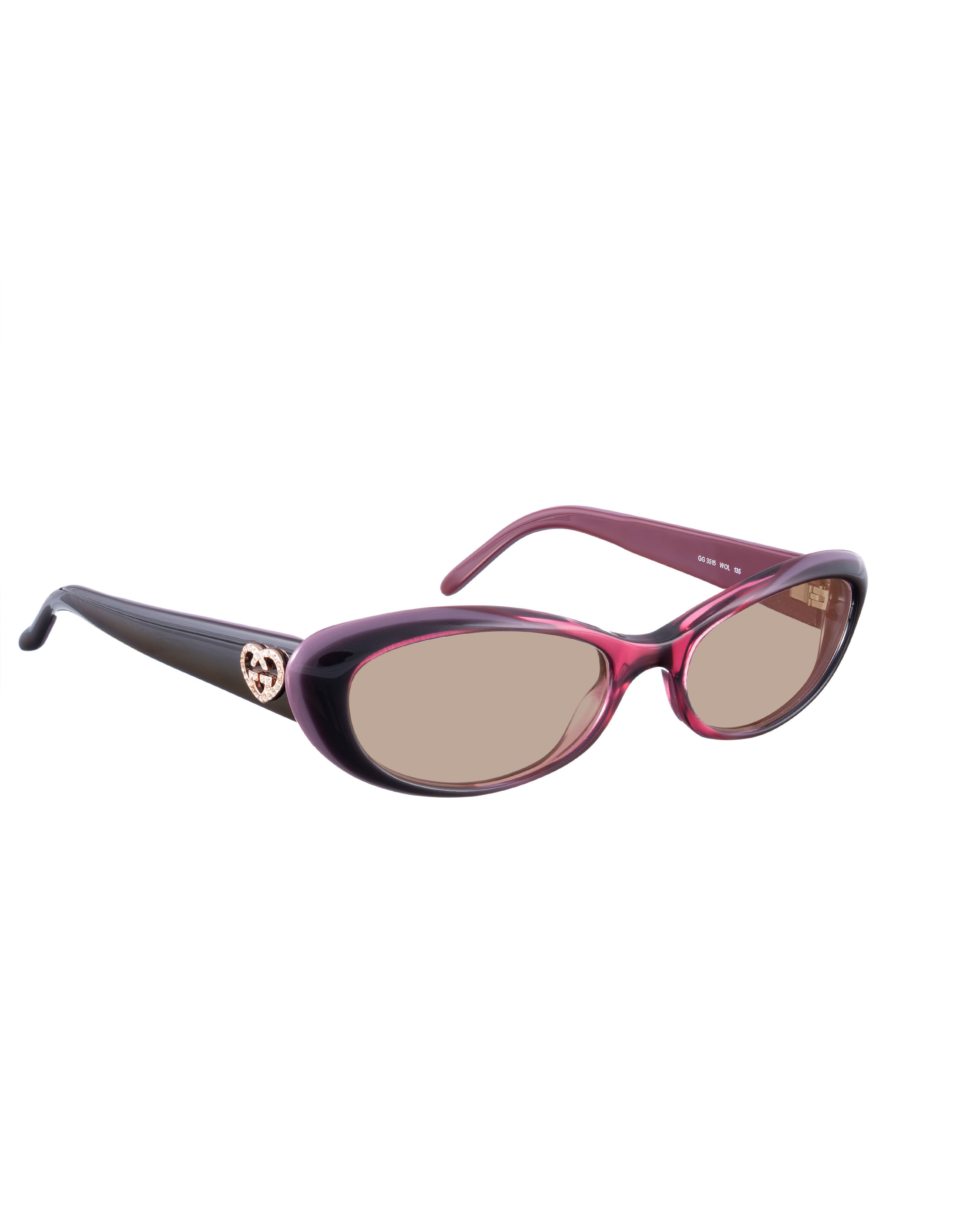 Gucci Gucci 00s Burgundy Violet Cat Eye Sunglasses With Heart Size ONE SIZE - 1 Thumbnail