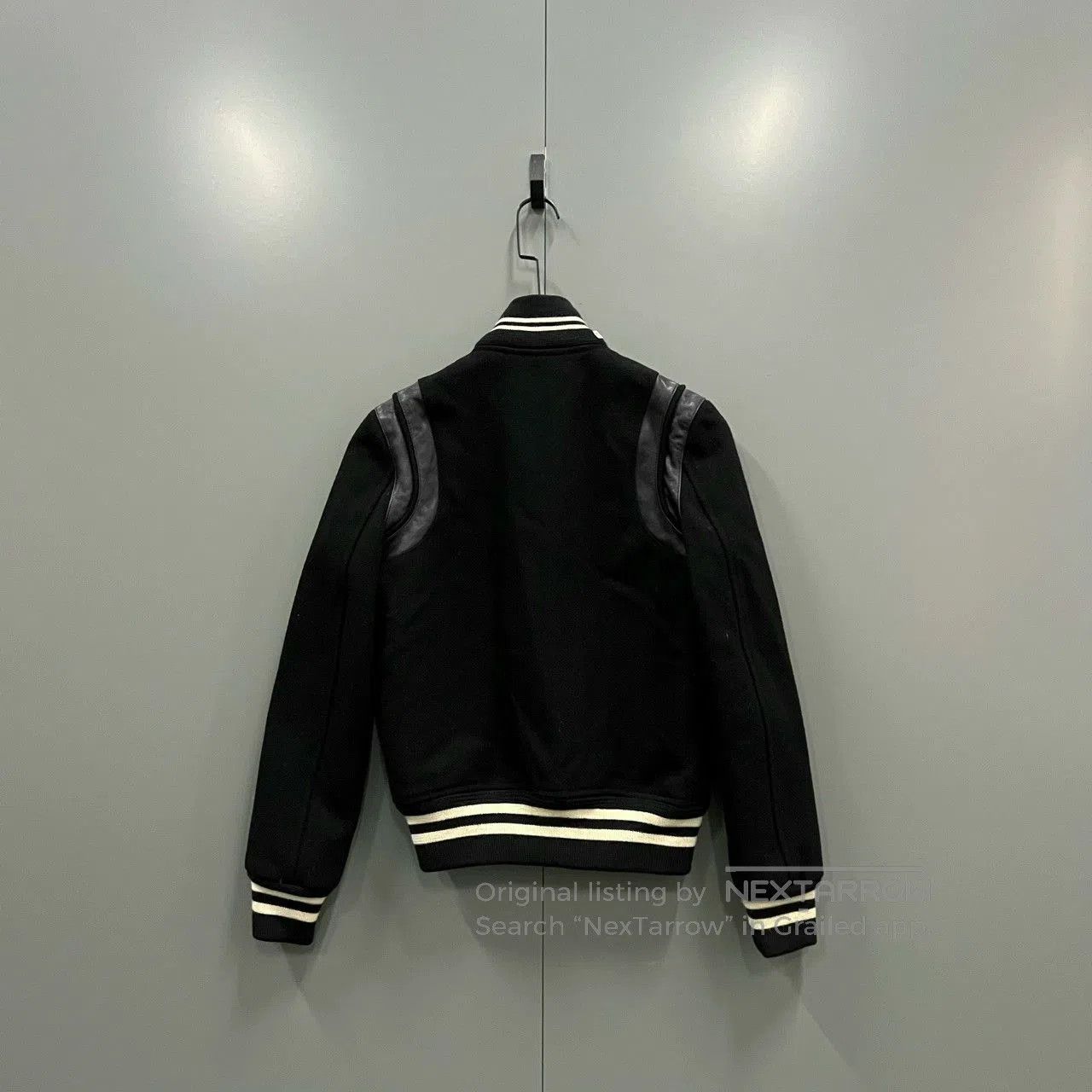 Saint Laurent Paris Saint Laurent Black Leather Sleeves Baseball Jacket. Size US M / EU 48-50 / 2 - 2 Thumbnail
