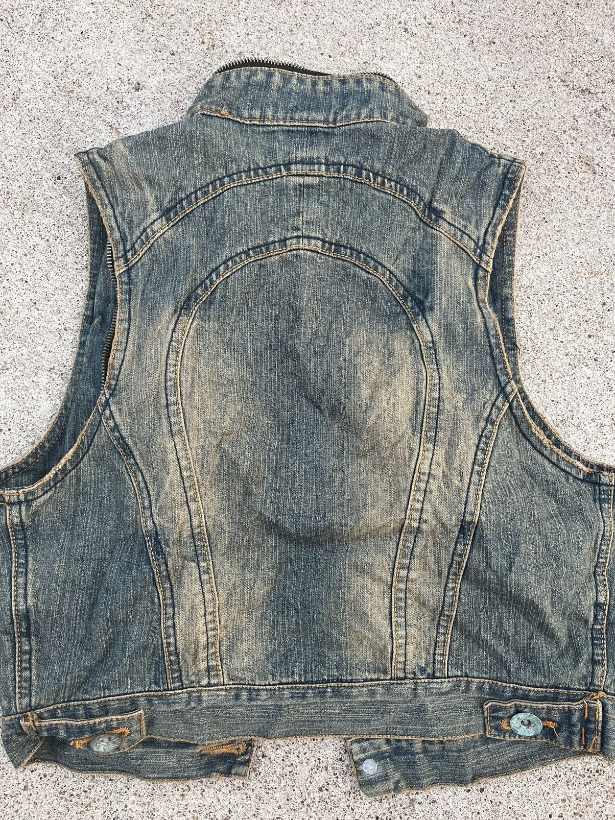 14th Addiction Laminated~Japanese Denim Vest Multi Zip Seditionaries Style Size US S / EU 44-46 / 1 - 4 Thumbnail