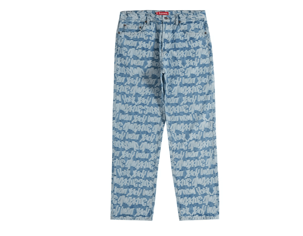 Supreme Fat Tip Jacquard Regular Jeans Blue | Grailed