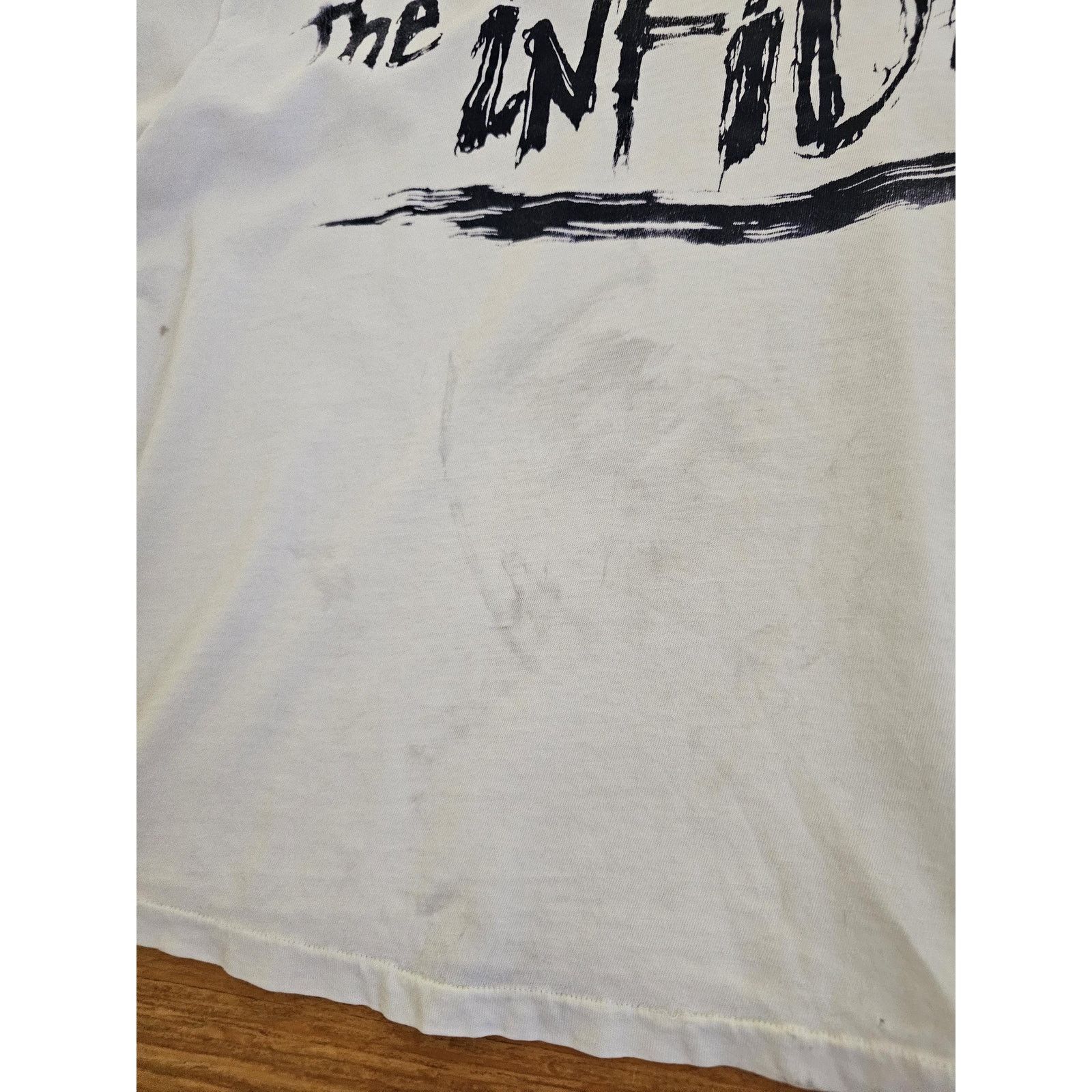 Other The Infidels Band Crop Top White T-Shirt XL 1990s Size US XL / EU 56 / 4 - 6 Thumbnail