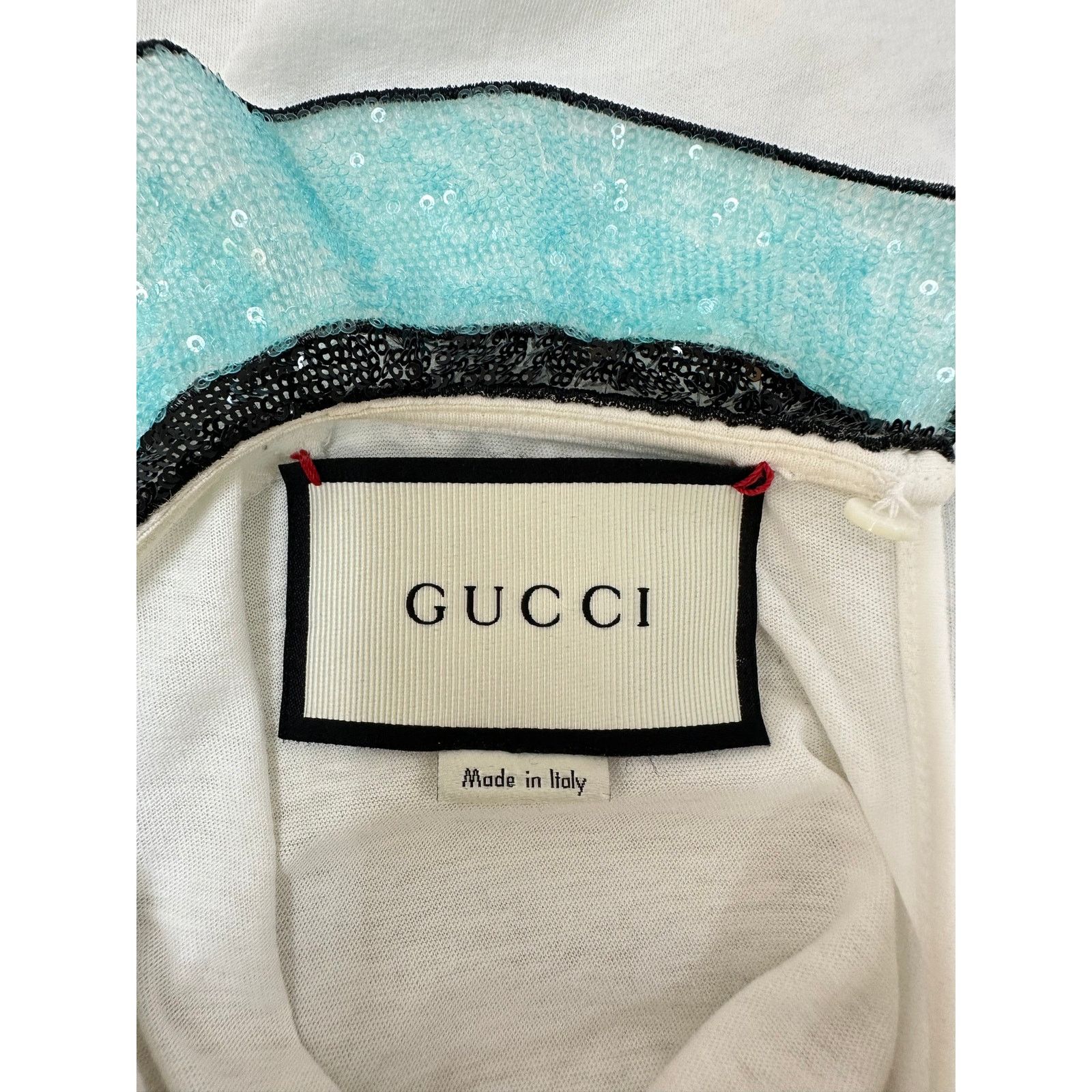 Gucci Gucci Embroidery Sequin Collar T-shirt Top Sz.M Size M / US 6-8 / IT 42-44 - 5 Thumbnail