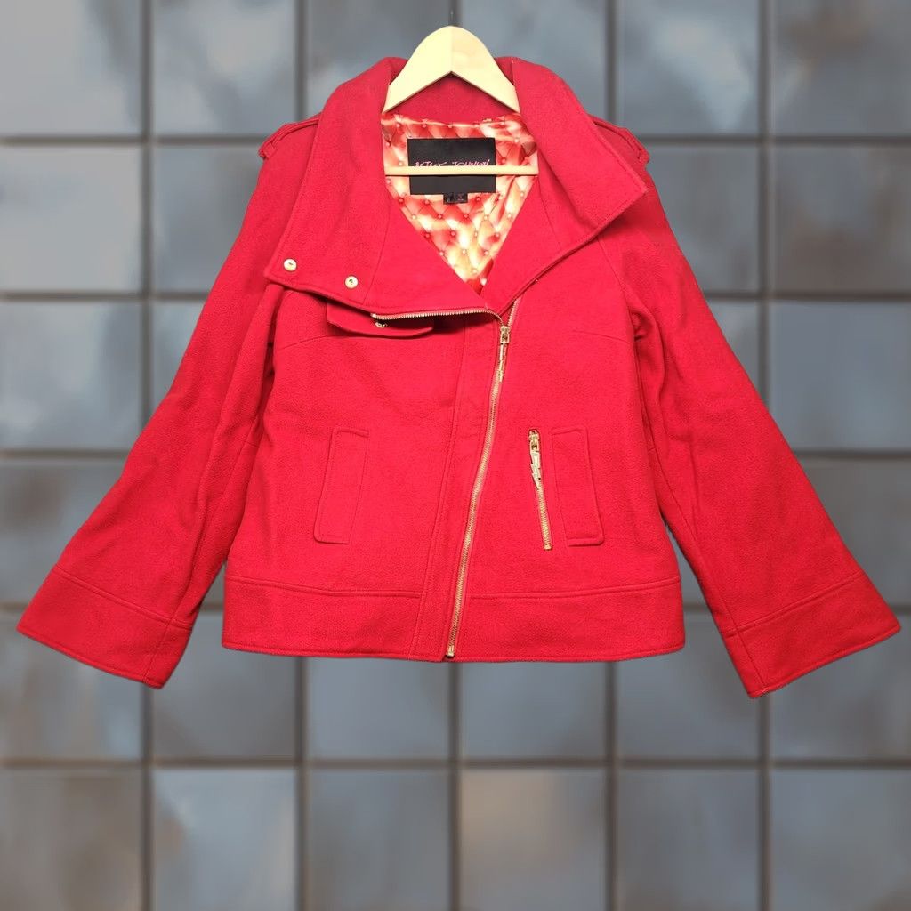 Betsey Johnson Betsey Johnson Pea Coat Womens 8 Red Wool Blend Classic Preppy Coat Jacket Womens 8 Red Wool Blend Pea Coat Betsey Johnson Womens 8 Red Pea Coat Size M / US 6-8 / IT 42-44 - 1 Thumbnail
