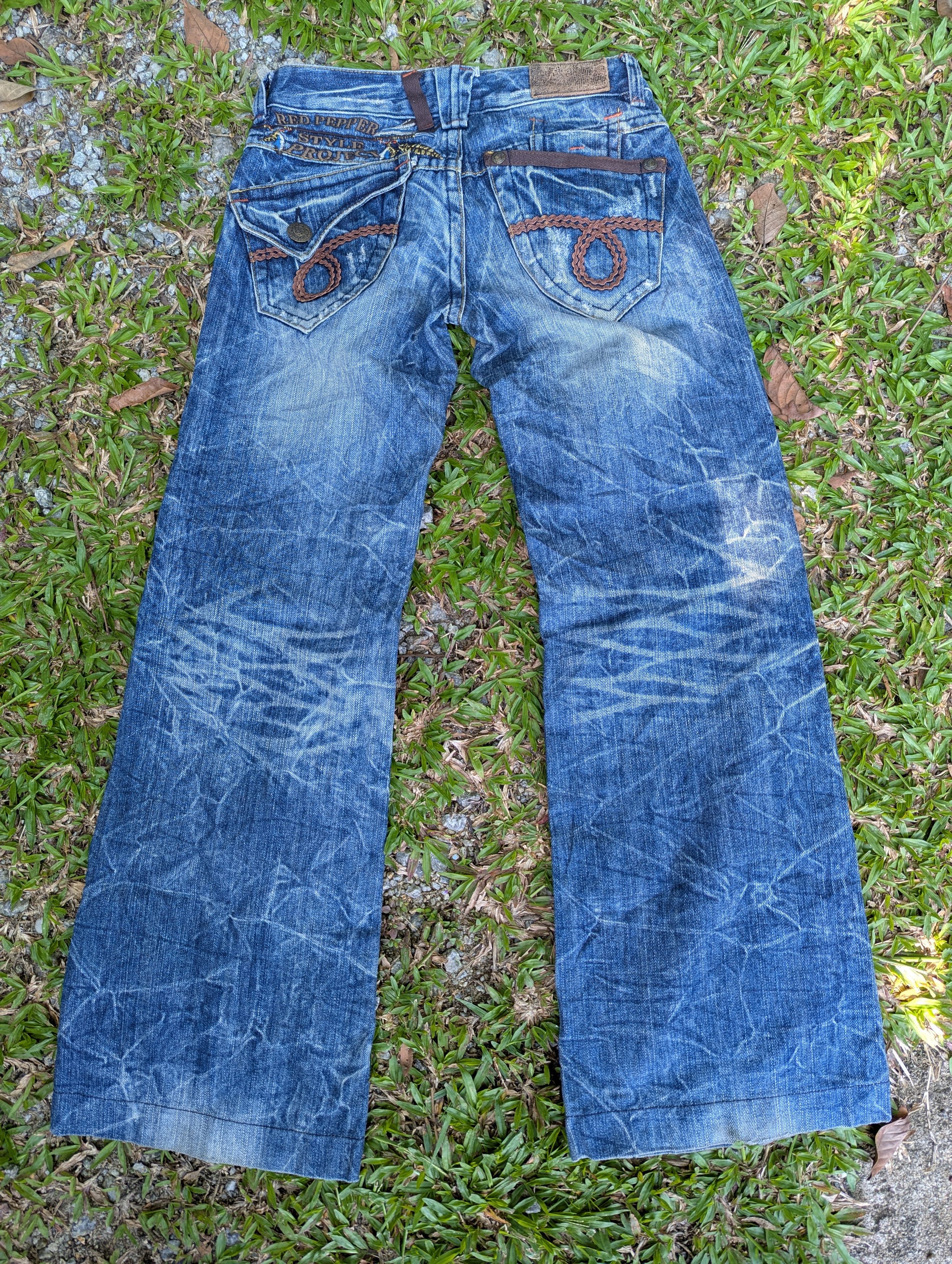 Seditionaries FLARE Red Pepper Jeans Ribbon Embroidery Punk Design Size 29" - 3 Thumbnail