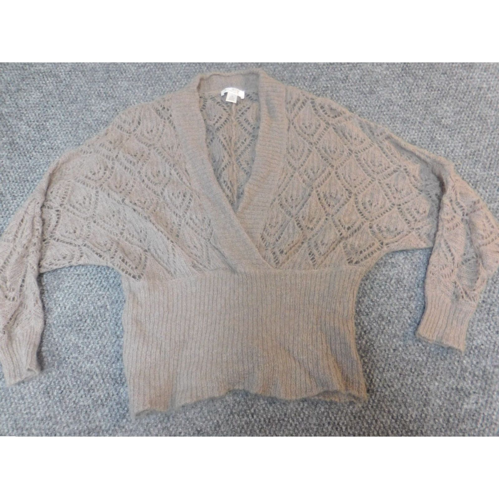 Loft LOFT Sweater Pullover Brown V-Neck Mohair Wool Knit Rib Knit Long Sleeve Ladies Petite XL? Size L / US 10 / IT 46 - 2 Thumbnail