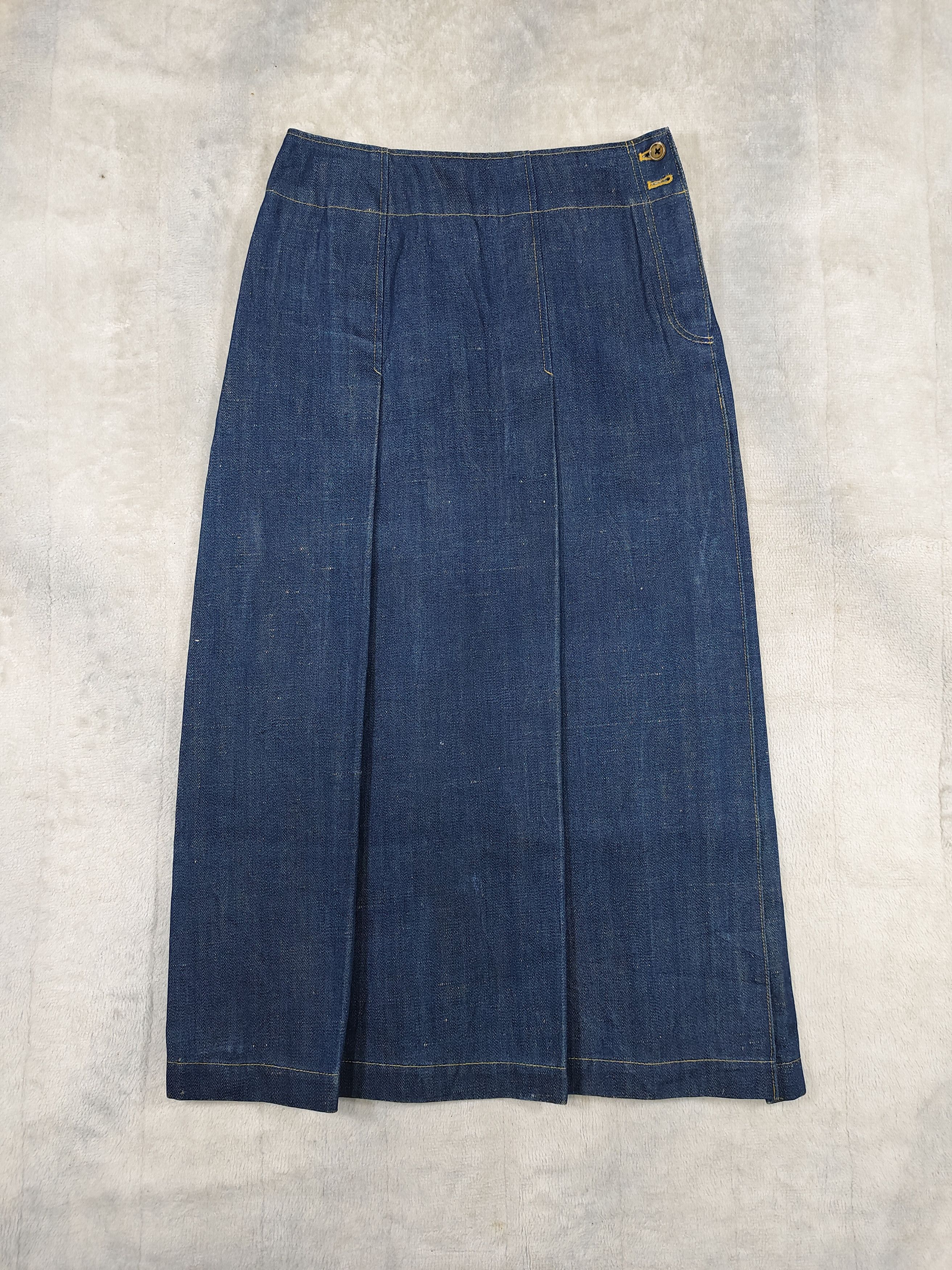 Japanese Brand 90s Akiko Ogawa🇯🇵Primary 17oz Selvedge Denim Archive Skirt Size 29" - 4 Thumbnail