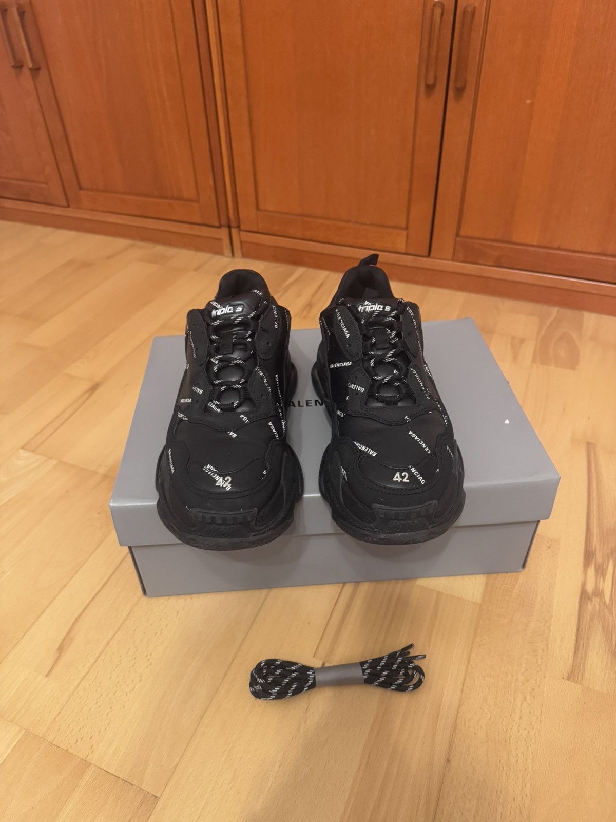 Balenciaga Balenciaga Triple S All-Over Black Size US 9 / EU 42 - 7 Thumbnail