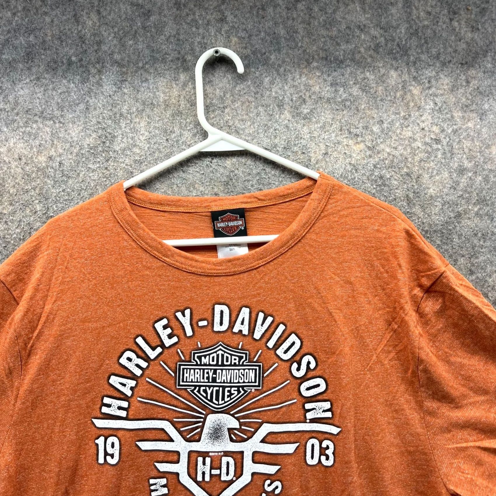 Harley Davidson Harley-Davidson Shirt Men 2XL Orange Short Sleeve Crew Neck Motorcycle Logo 2019 Casual T-Shirt Size US XXL / EU 58 / 5 - 4 Thumbnail