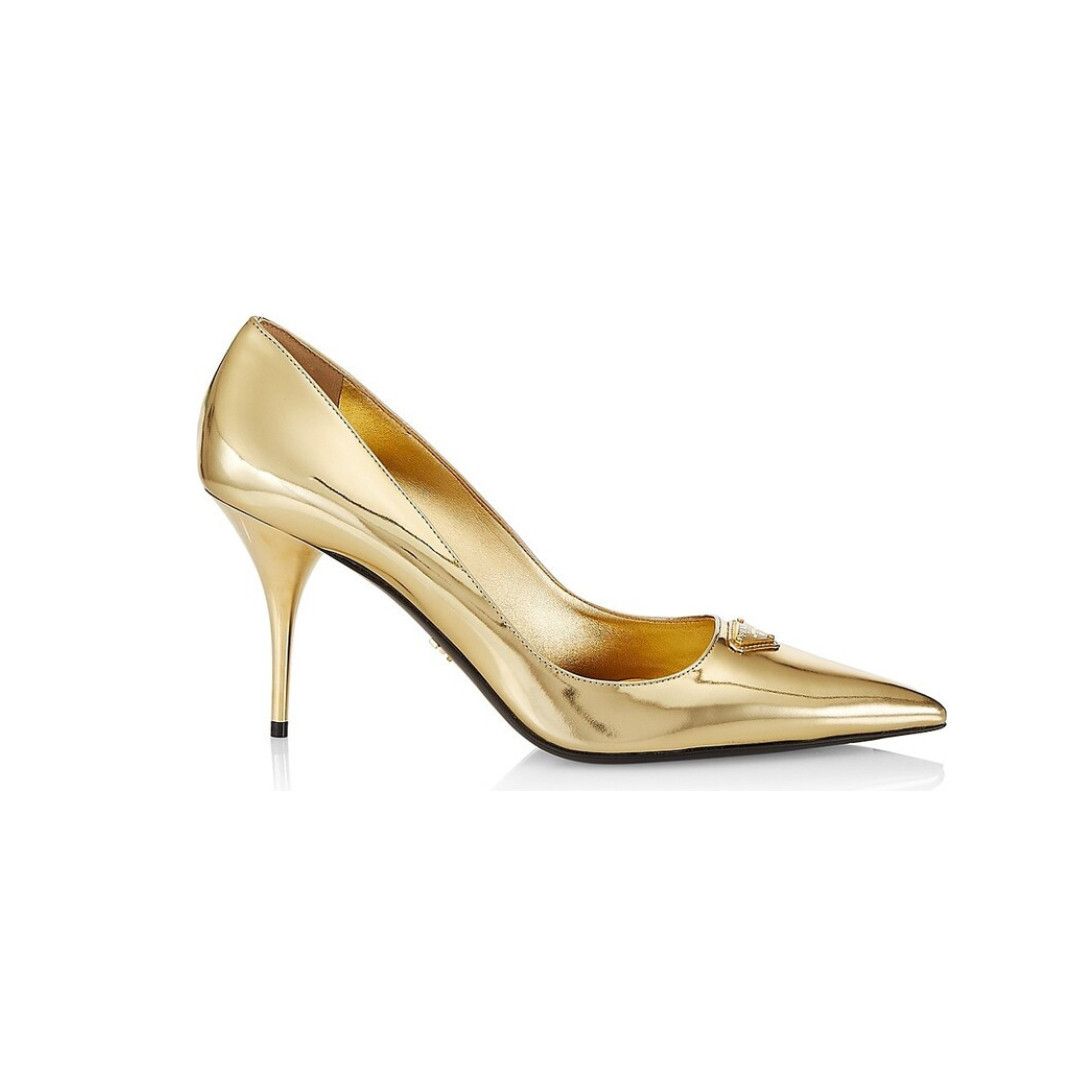 Prada o1w1db11124 Metallic Leather Pumps in Gold Size US 9 / IT 39 - 1 Thumbnail