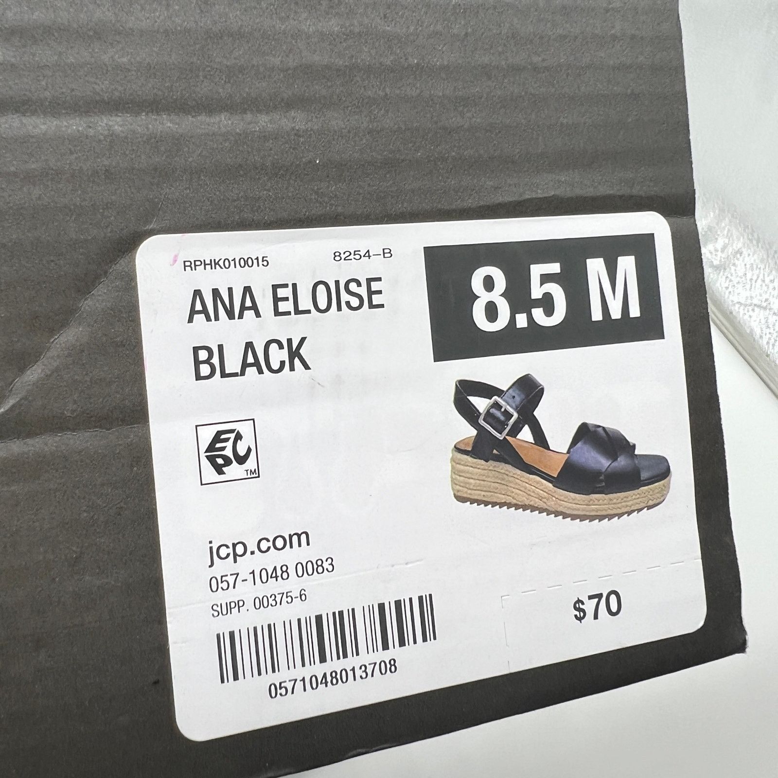 Other a.n.a Womens Eloise Wedge Sandals Black Casual Sh Size US 8.5 / IT 38.5 - 11 Thumbnail