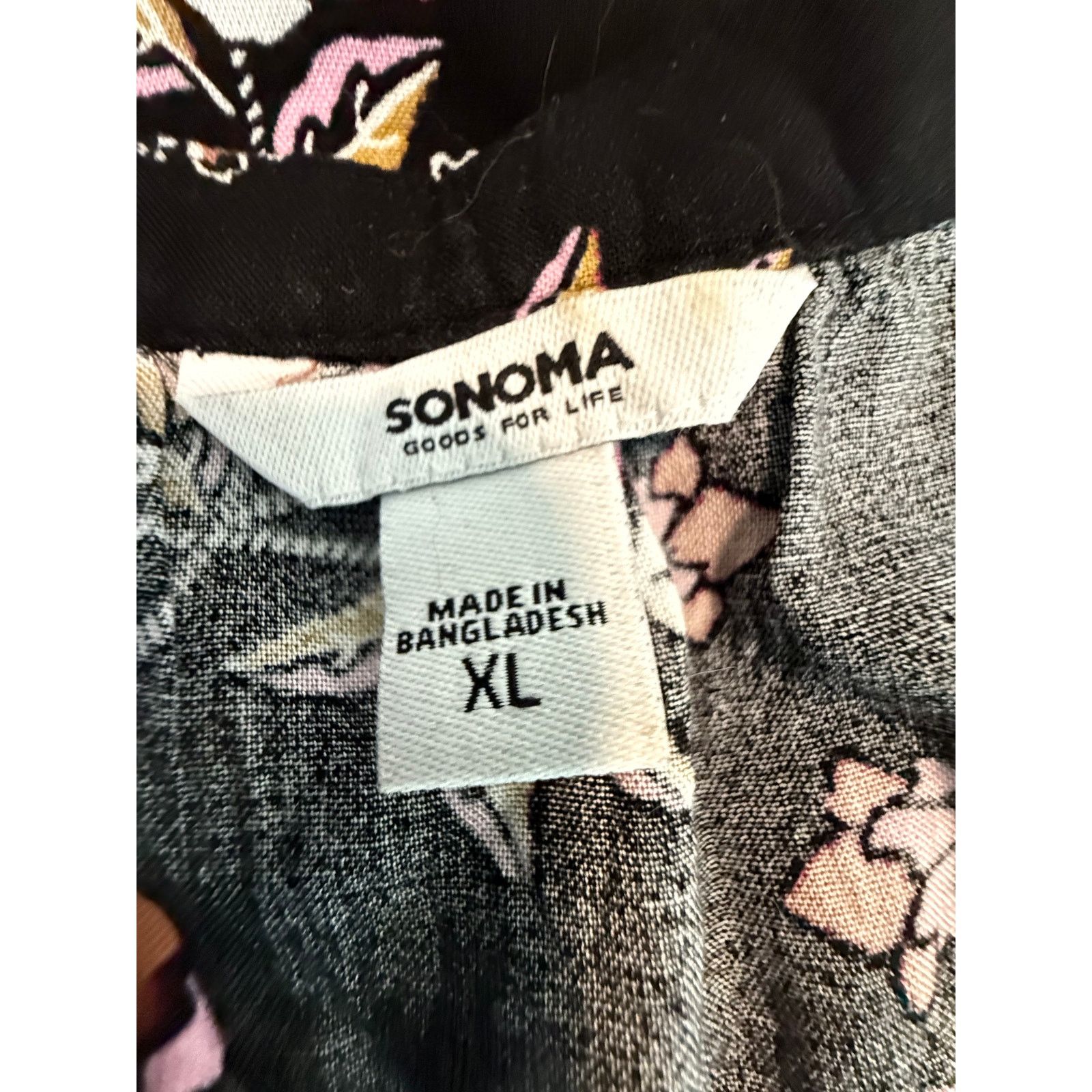 Sonoma Sonoma Floral Print Blouse Women Black V-Neck XL - A023 Size XL / US 12-14 / IT 48-50 - 4 Thumbnail