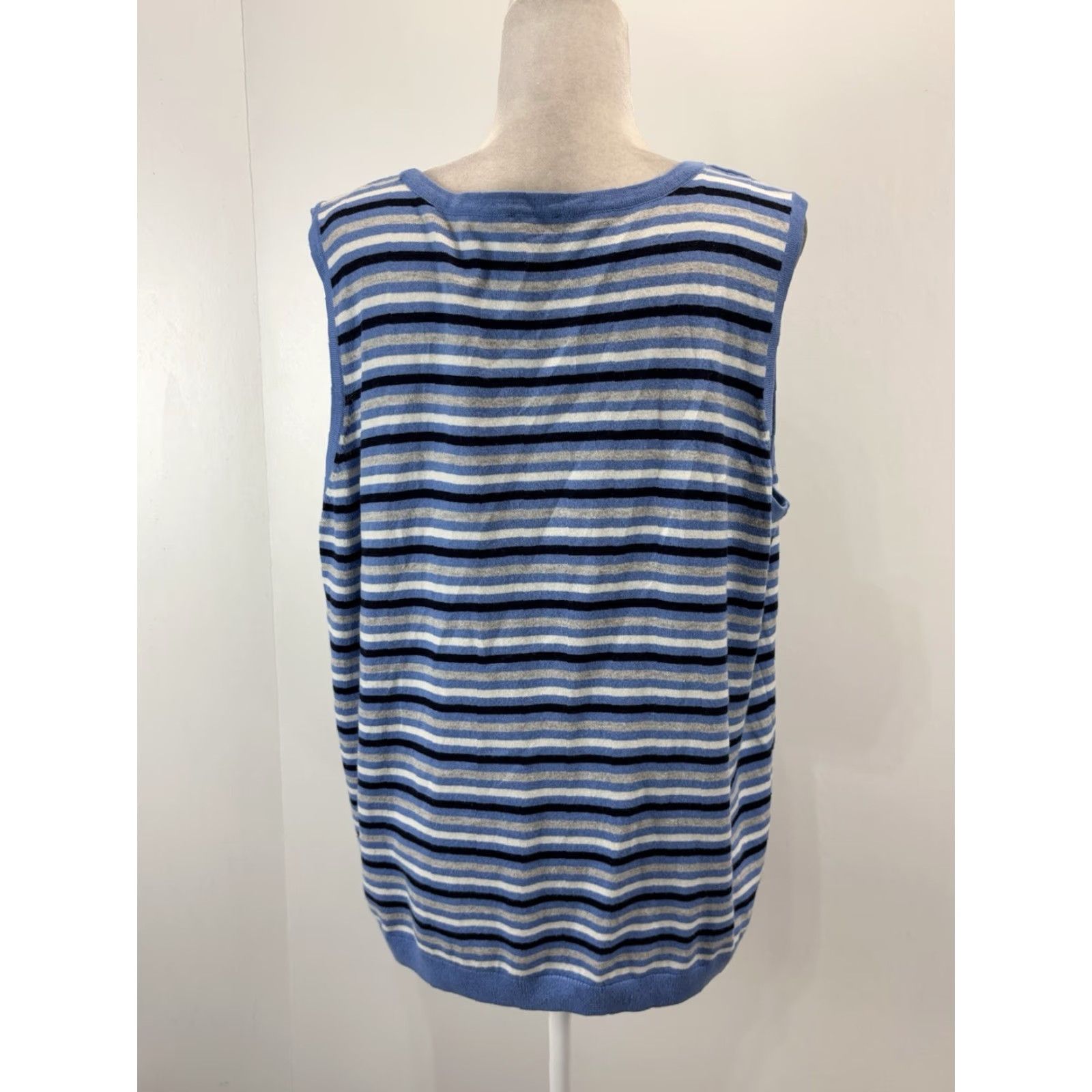 Talbots VINTAGE Talbots Plus Size Sleeveless Sweater Womens Knit Striped Pullover Casual Business 3X Size XXL / US 16-18 / IT 52-54 - 3 Thumbnail
