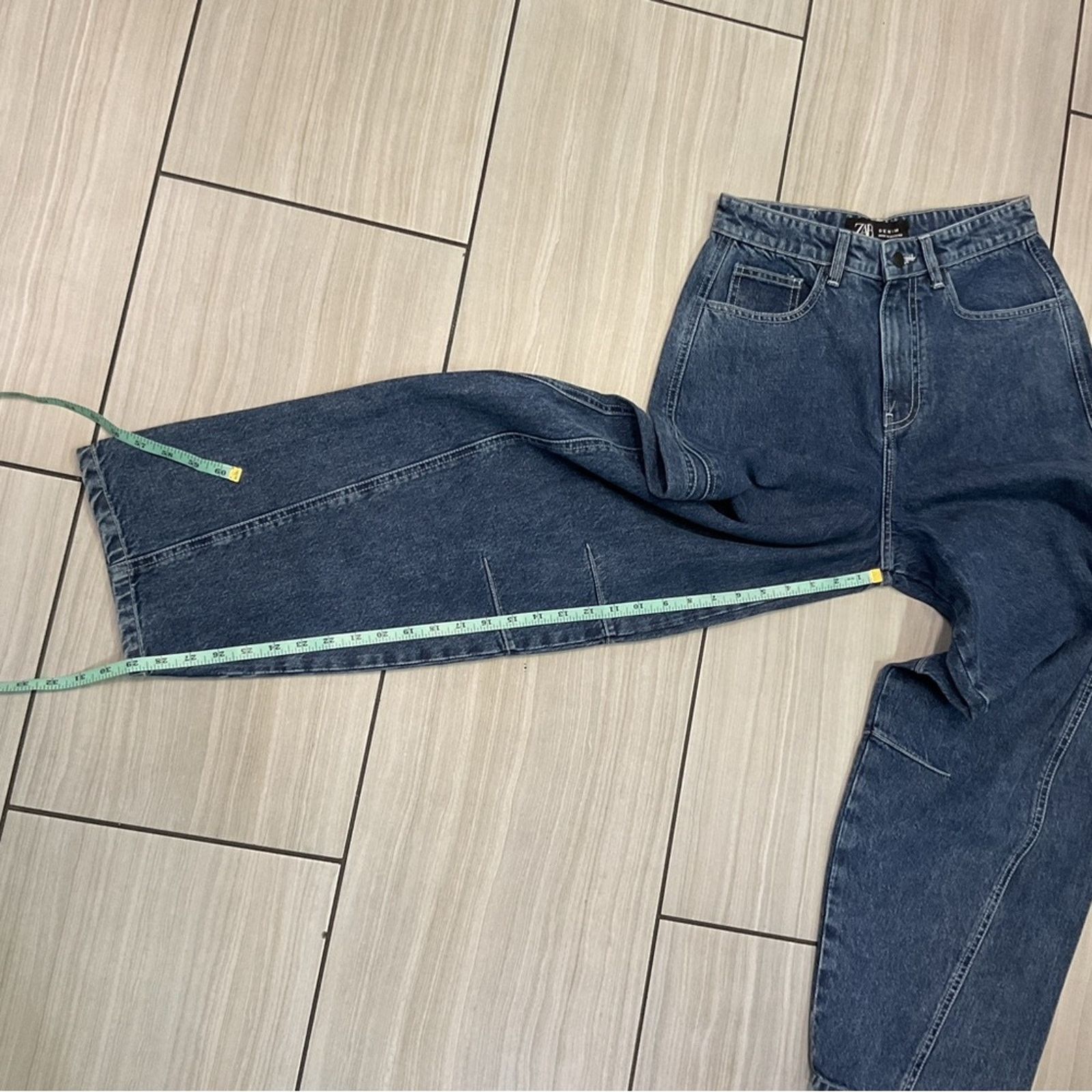 Zara Zara Mid-Rise Baggy Balloon Dark Jeans Size 28" / US 6 / IT 42 - 10 Thumbnail