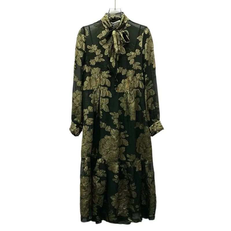 YSL Dark Green Silk Women's Dress 0089
