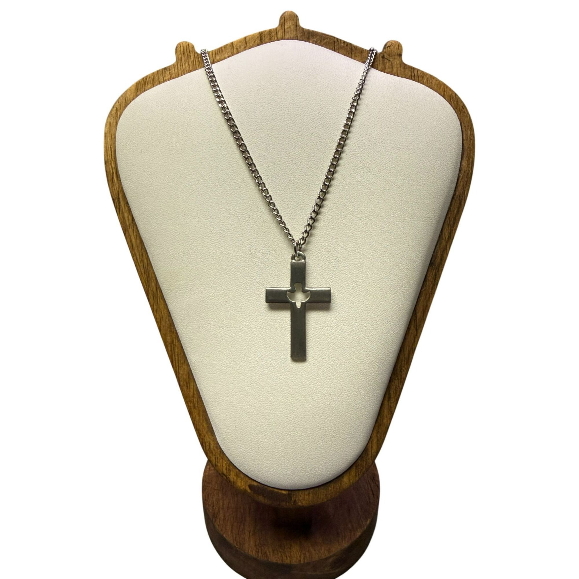 Other Pewter Cross Pendant With Dove Cutout On 24 Inch Chain Neckl Size ONE SIZE - 1 Thumbnail
