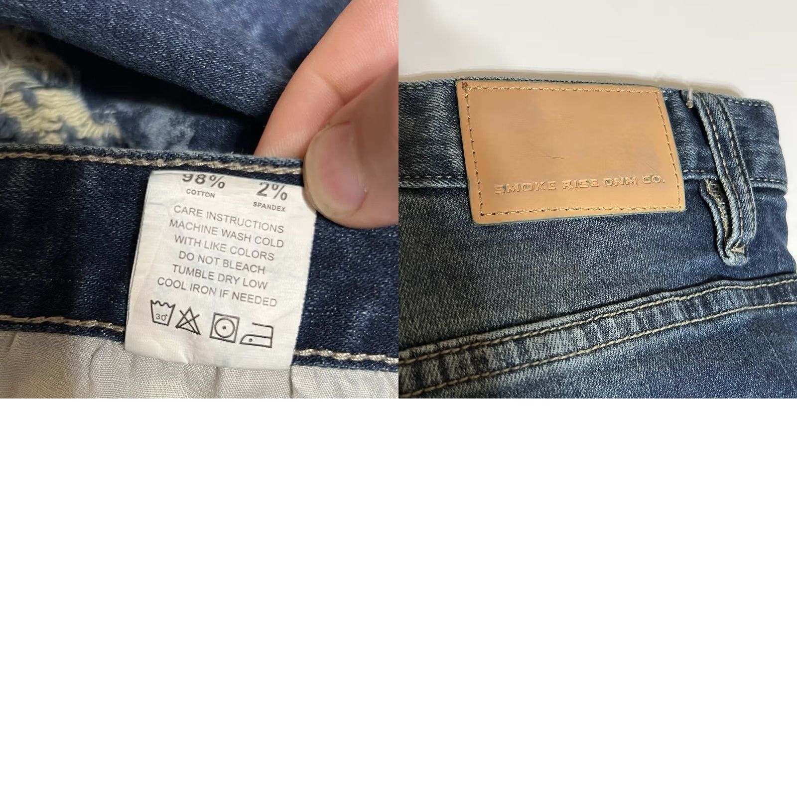 Denime Smoke Rise Jeans Mens Size 42x32 Blue Distressed Denim Motorcycle Straight 5-Pocket Zipper Closure Size US 42 / EU 58 - 9 Thumbnail