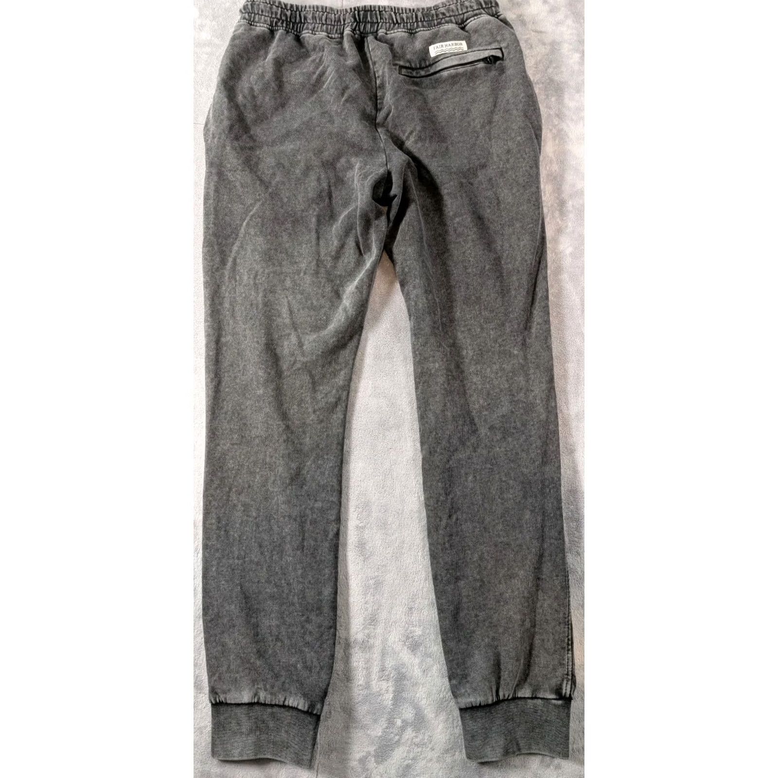 Vintage Fair Harbor Jogger Pants Casual Men's S Gray Cotton Polyester Spandex Elastic Waist Logo Zipper Slim Straight 28in Inseam Modern Everyday Classic Size US 29 - 4 Thumbnail