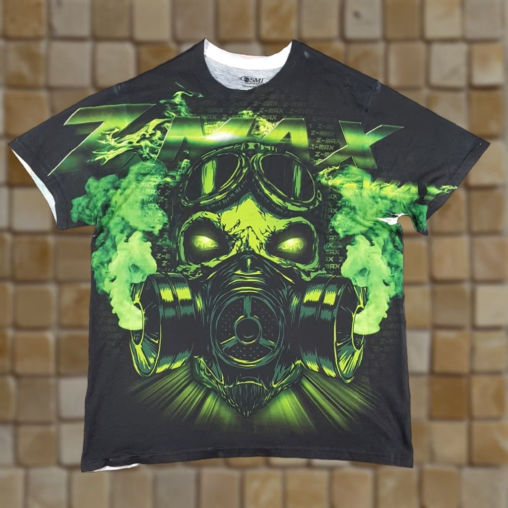 GAS VINTAGE Green Smoke Gas Mask Z-Max Zombie Men's Size L Drag Racing T Shirt Size US L / EU 52-54 / 3 - 1 Thumbnail