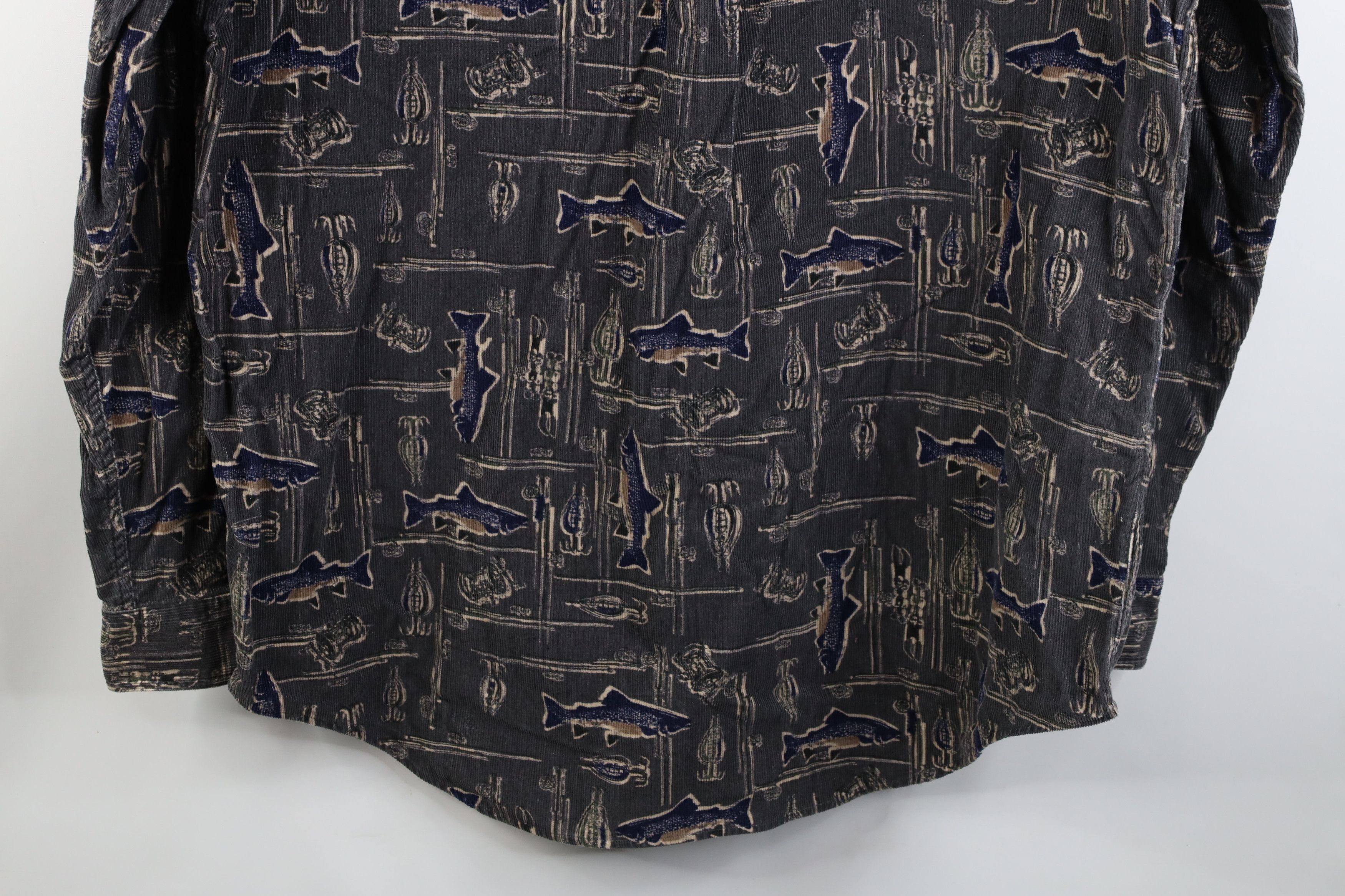 Vintage Vintage 90s Y2K Streetwear Print Corduroy Button Down Shirt Size US L / EU 52-54 / 3 - 10 Thumbnail