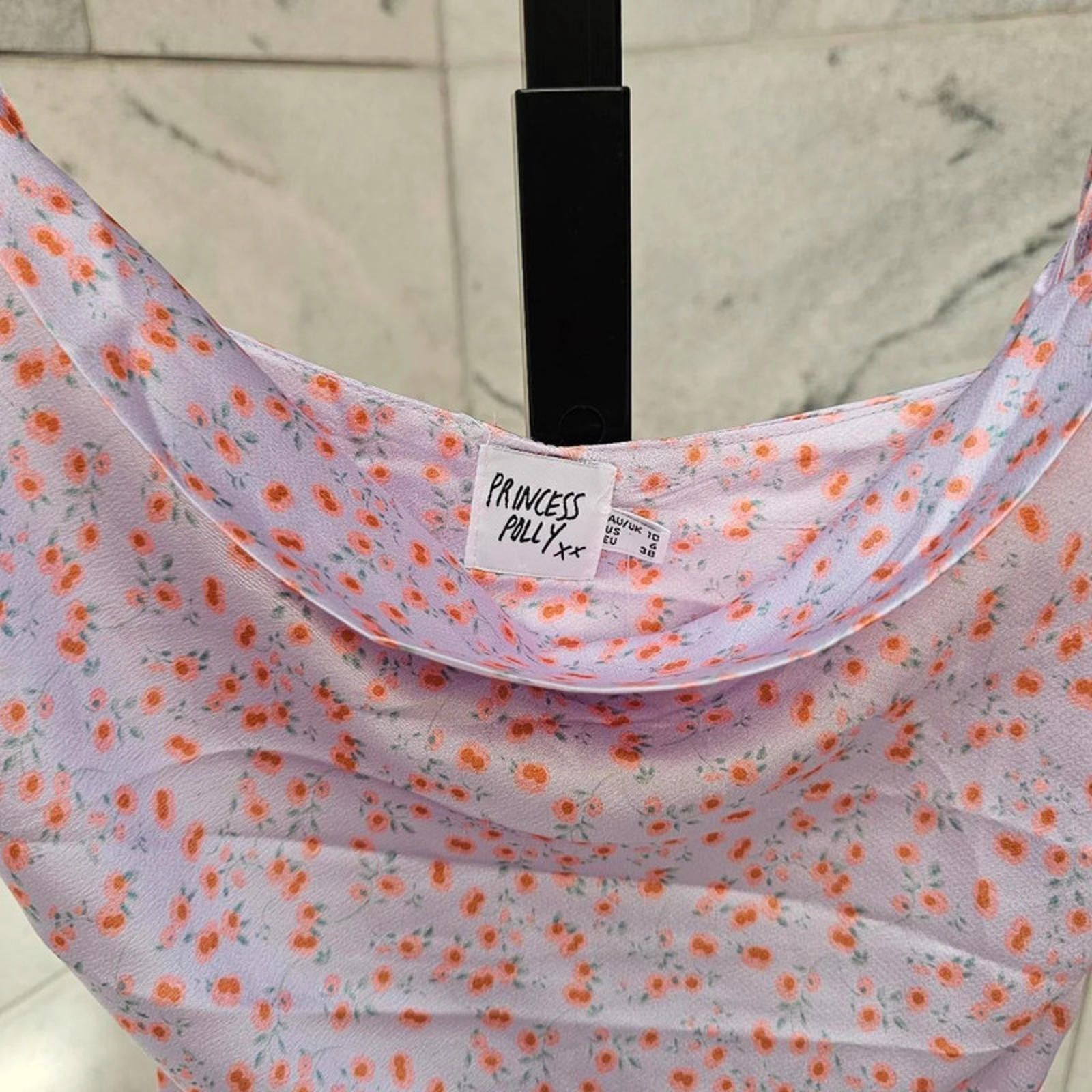 Designer Princess Polly Women's Purple and With Orange Flowers Dress Size M / US 6-8 / IT 42-44 - 3 Thumbnail