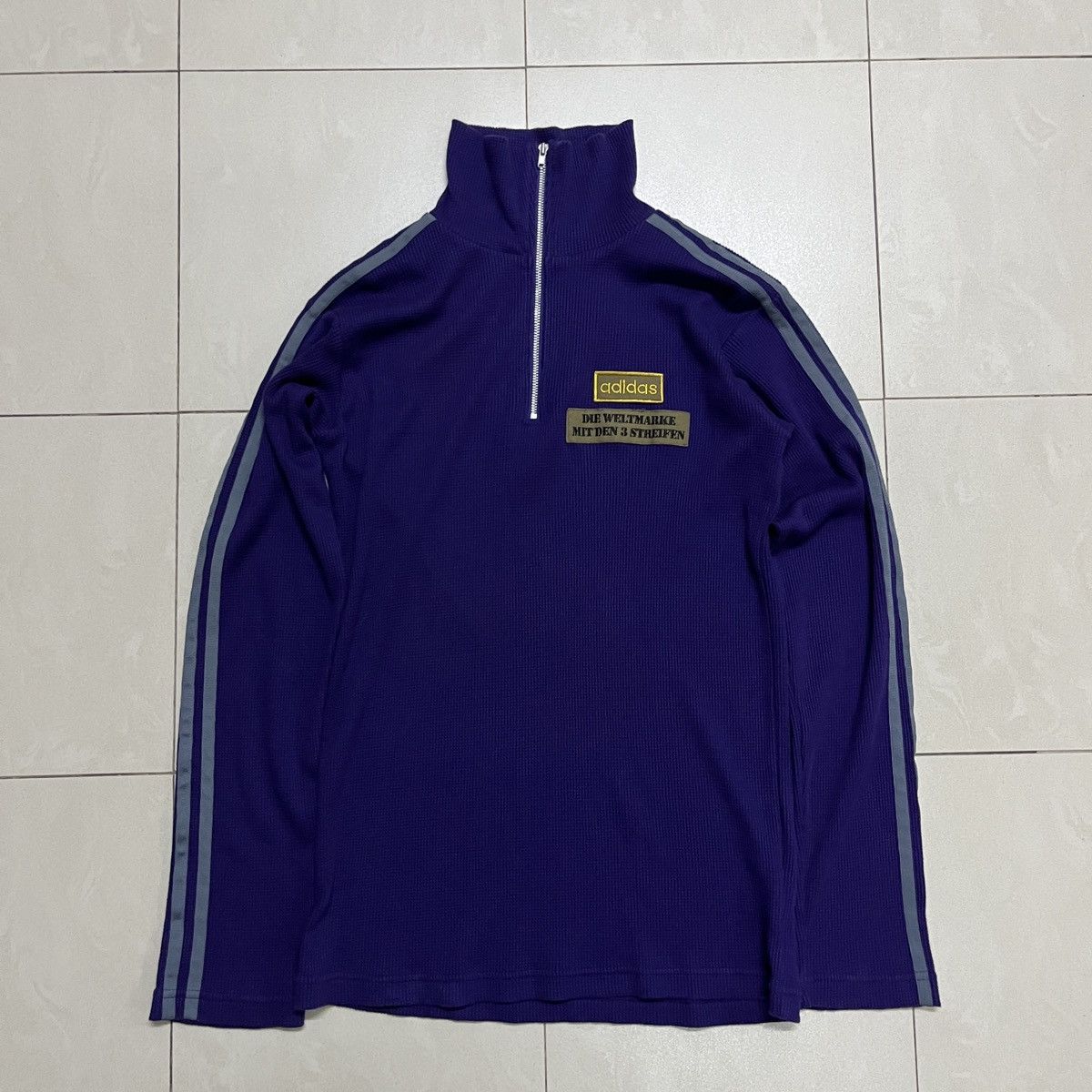 Adidas × Vintage Vintage Adidas 3 Stripes Patches Waffle Tracktop Size US S / EU 44-46 / 1 - 2 Thumbnail