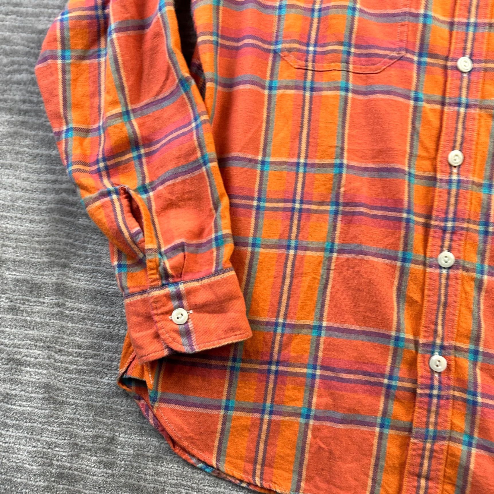 J.Crew J.CREW Shirt Mens M Orange Flannel Plaid Button-Up Pocket Wide Collar Casual Vintage? No. (Oops) Size US M / EU 48-50 / 2 - 3 Thumbnail