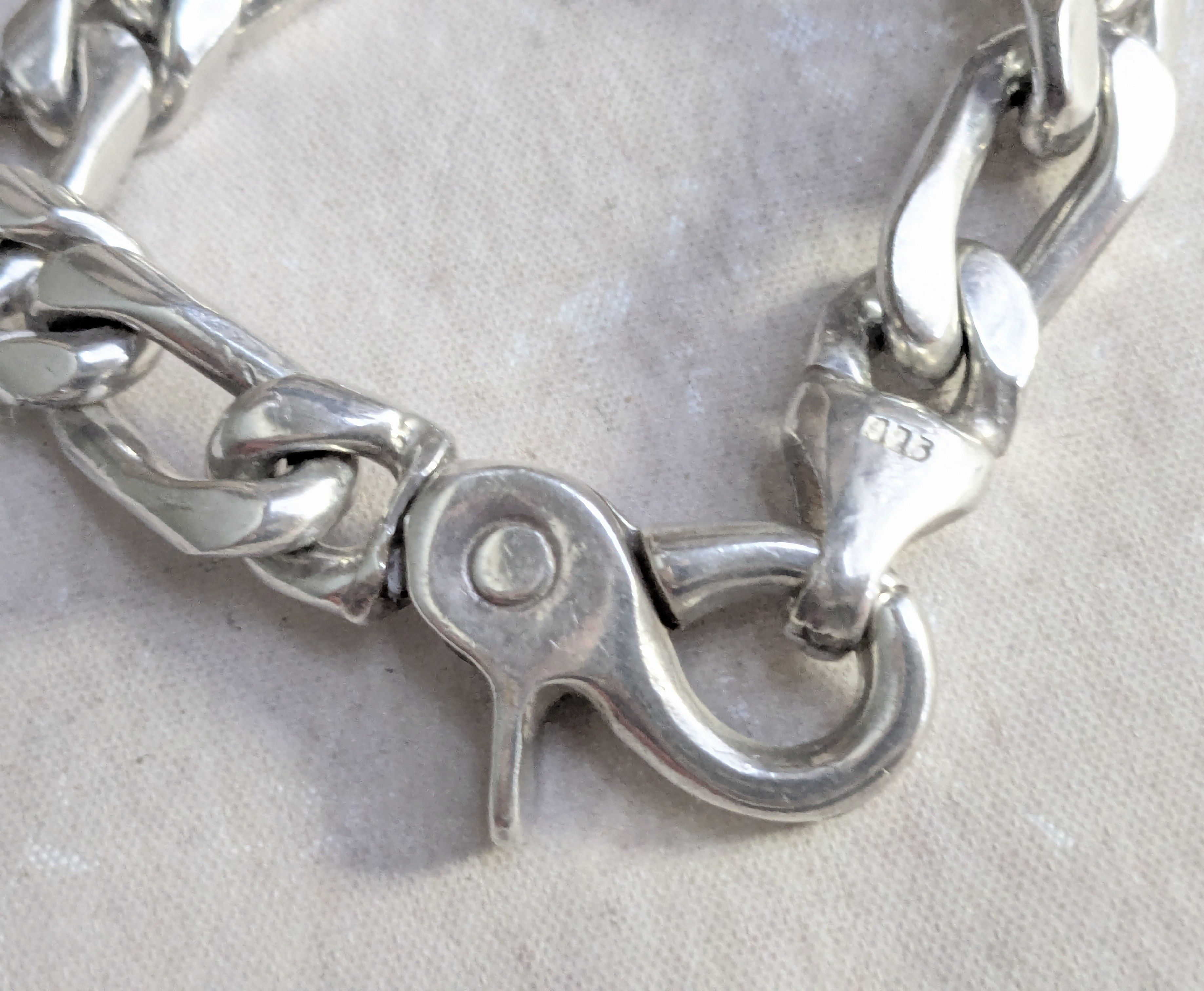 Jewelry Vintage Sterling Silver Figaro Bracelet 7" Biker Size ONE SIZE - 7 Thumbnail