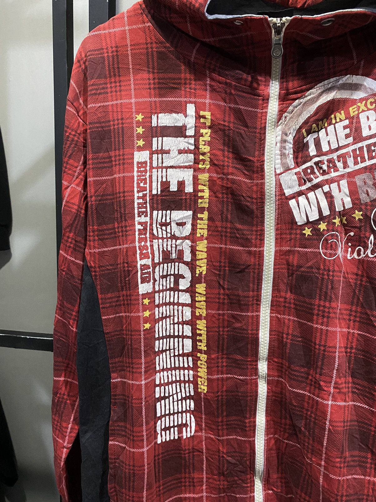 If Six Was Nine Excuse Japanese Red Tartan Shake Violently Poem Hoodie Punk Size US M / EU 48-50 / 2 - 2 Thumbnail