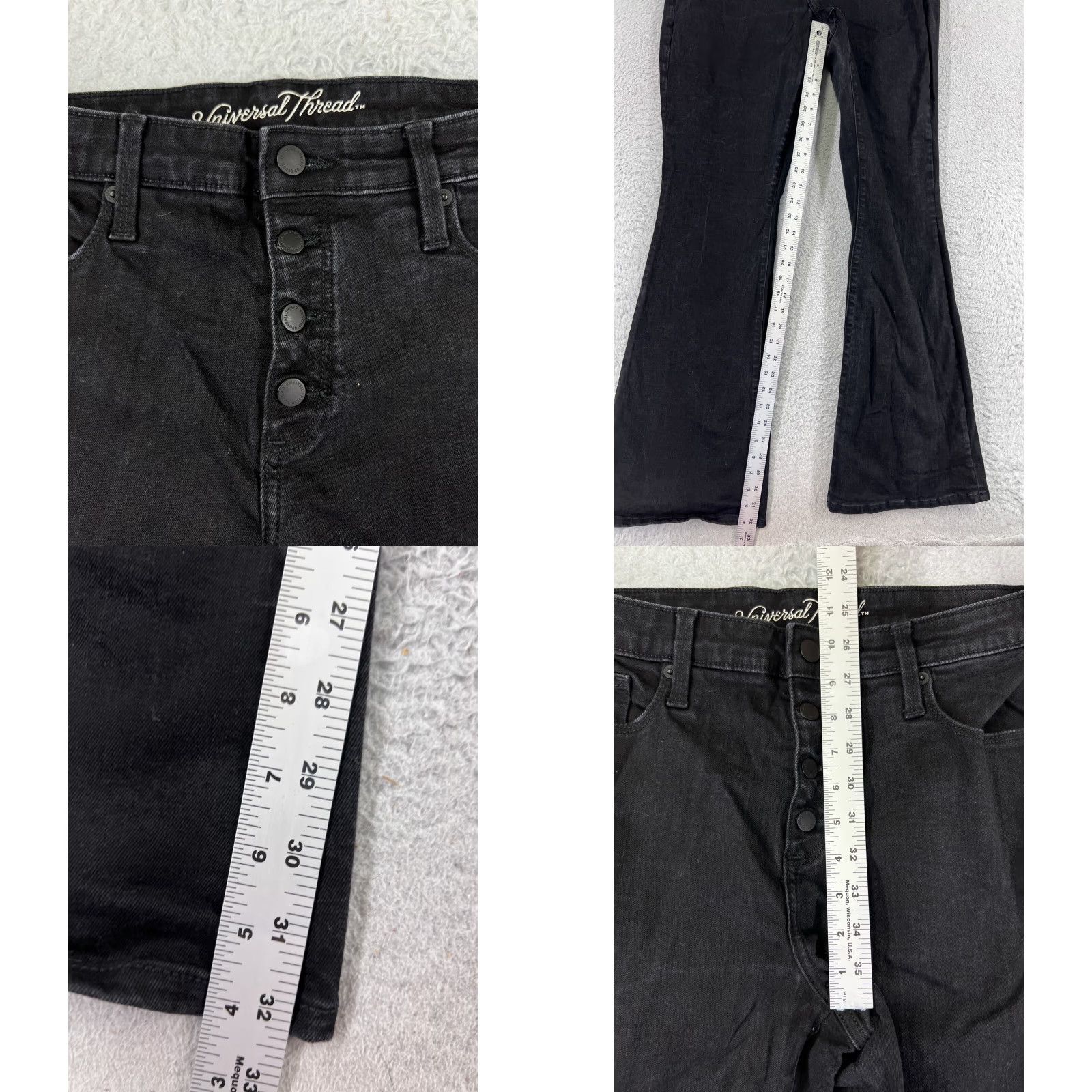 Vintage Universal Thread Jeans Womens 6 Black Denim Cotton Bootcut 26x29 Size 28" / US 6 / IT 42 - 8 Thumbnail