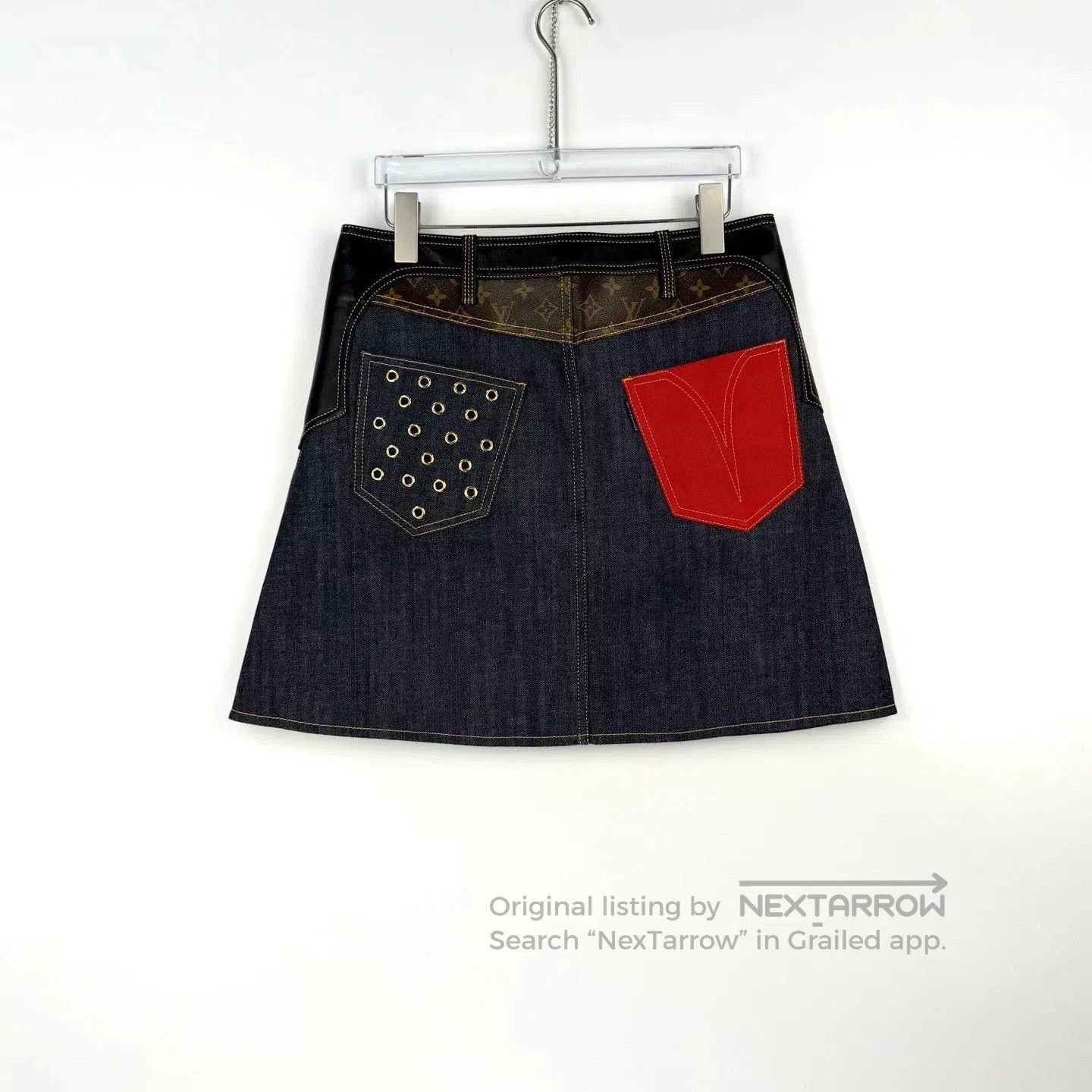 Louis Vuitton Louis Vuitton Blue Denim Skirt with Gold Buckle. Size US 34 / EU 50 - 4 Thumbnail