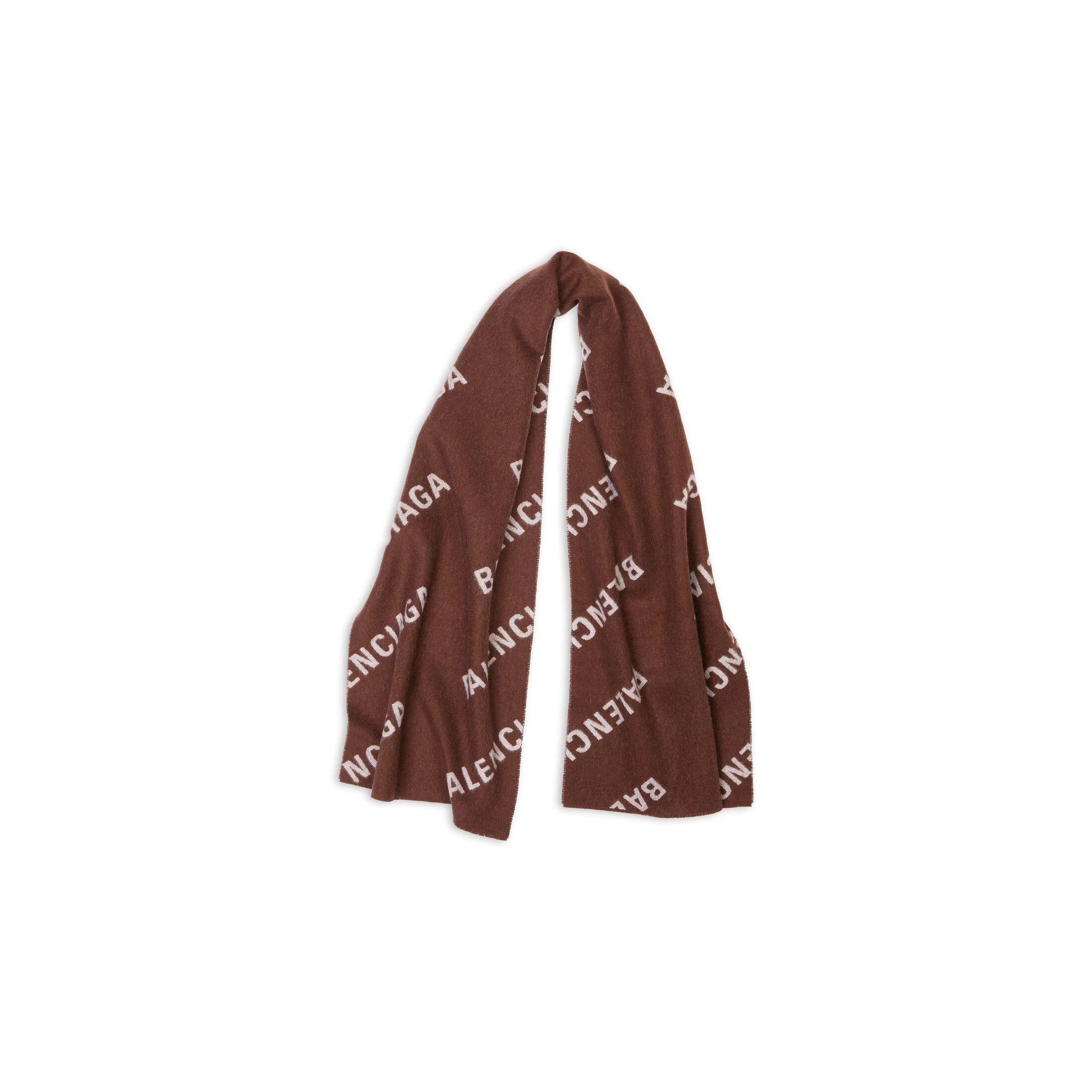 Balenciaga o1mt1gz0824 Size: OS / Allover Logo Macro Scarf Brown Size ONE SIZE - 2 Thumbnail