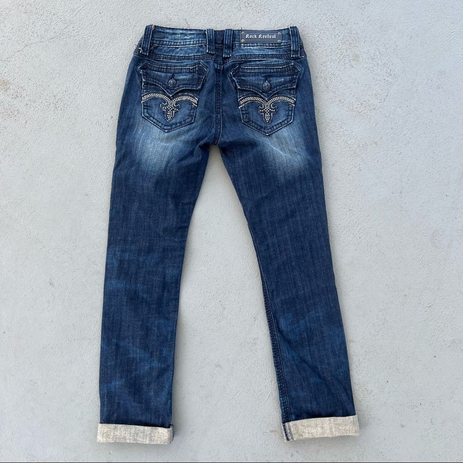 Rock Revival Debbie Straight dark wash flap pocket jeans 30