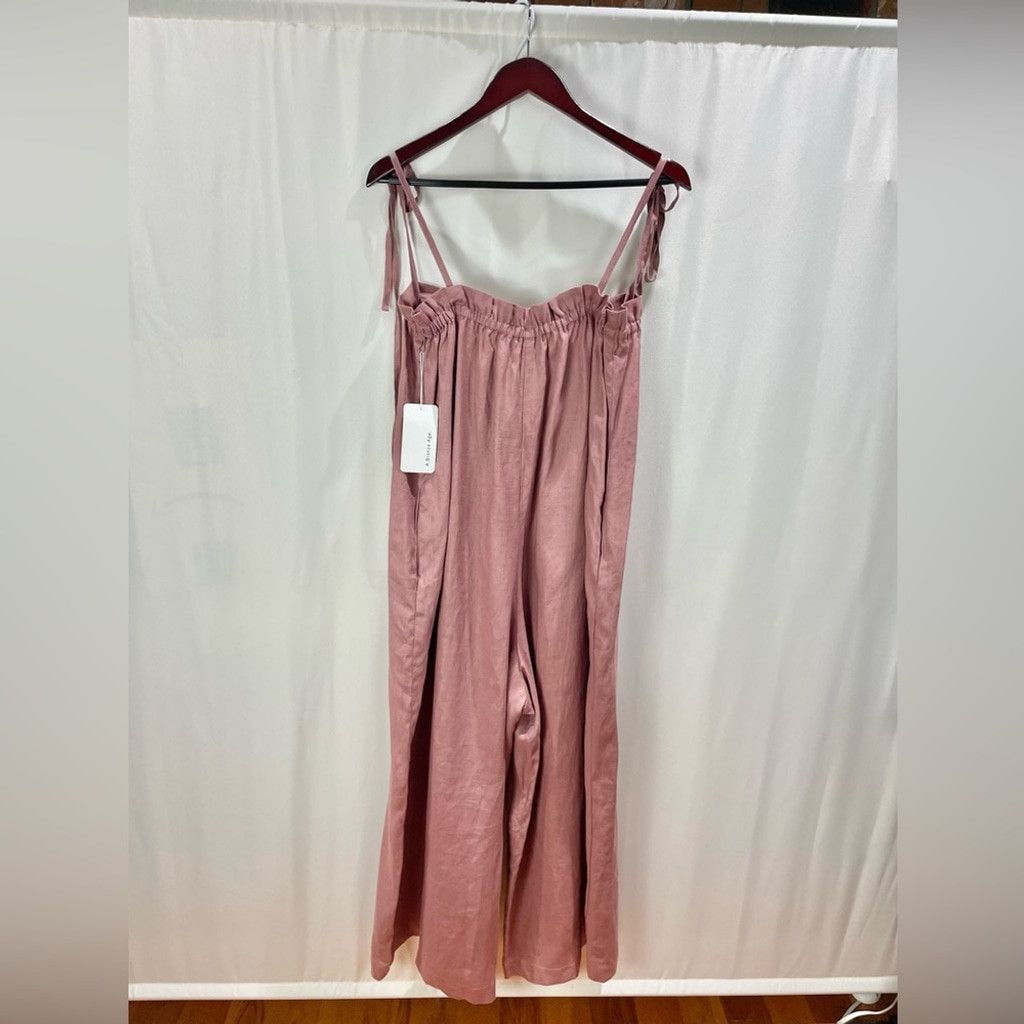 Other NEW A Bronze Age Ruby 100% Linen Pink Cropped Jumpsuit US S Size 28" / US 6 / IT 42 - 6 Thumbnail