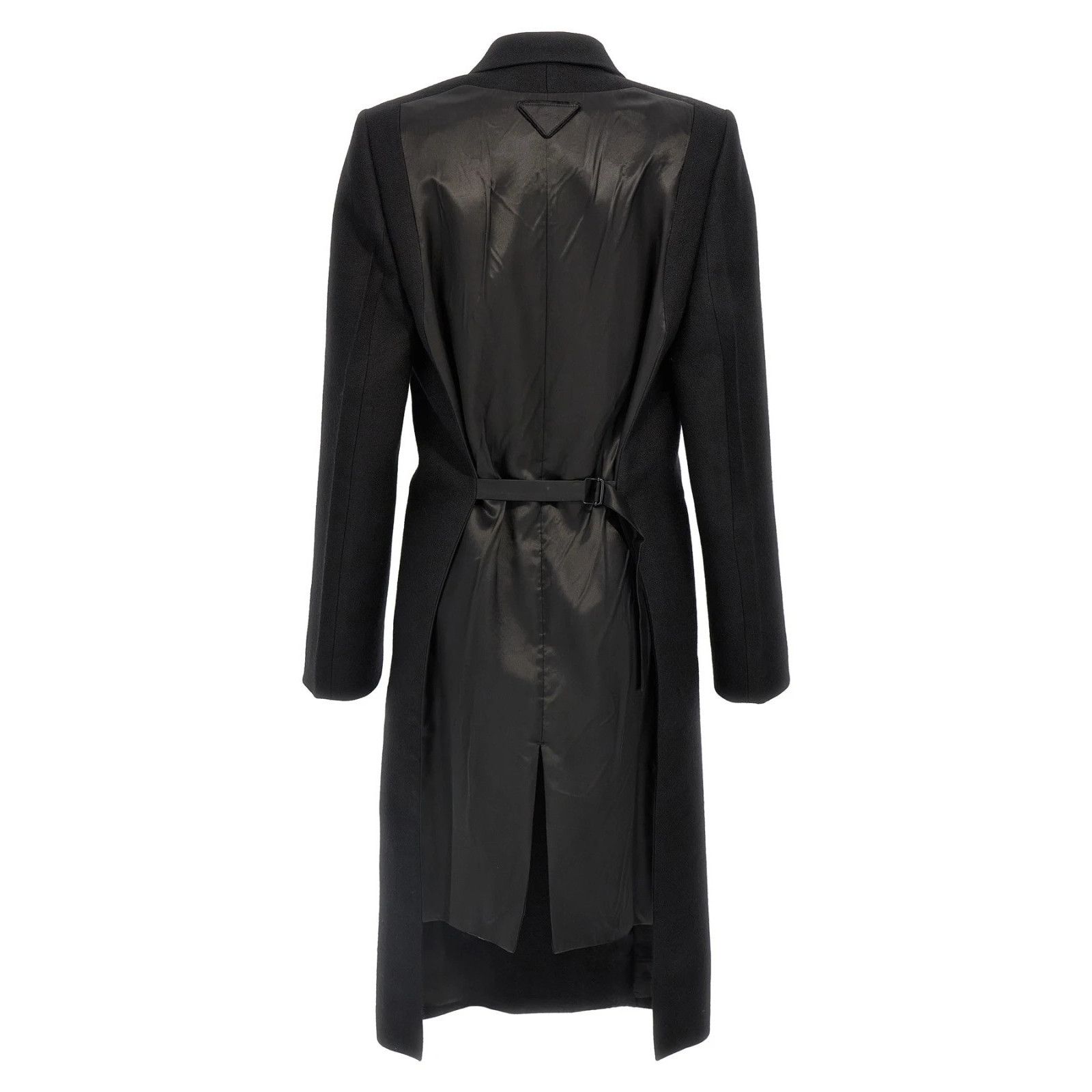 Prada PRADA Black Satin Insert Double-Breasted Wool Coat New And A Size XS / US 0-2 / IT 36-38 - 2 Thumbnail