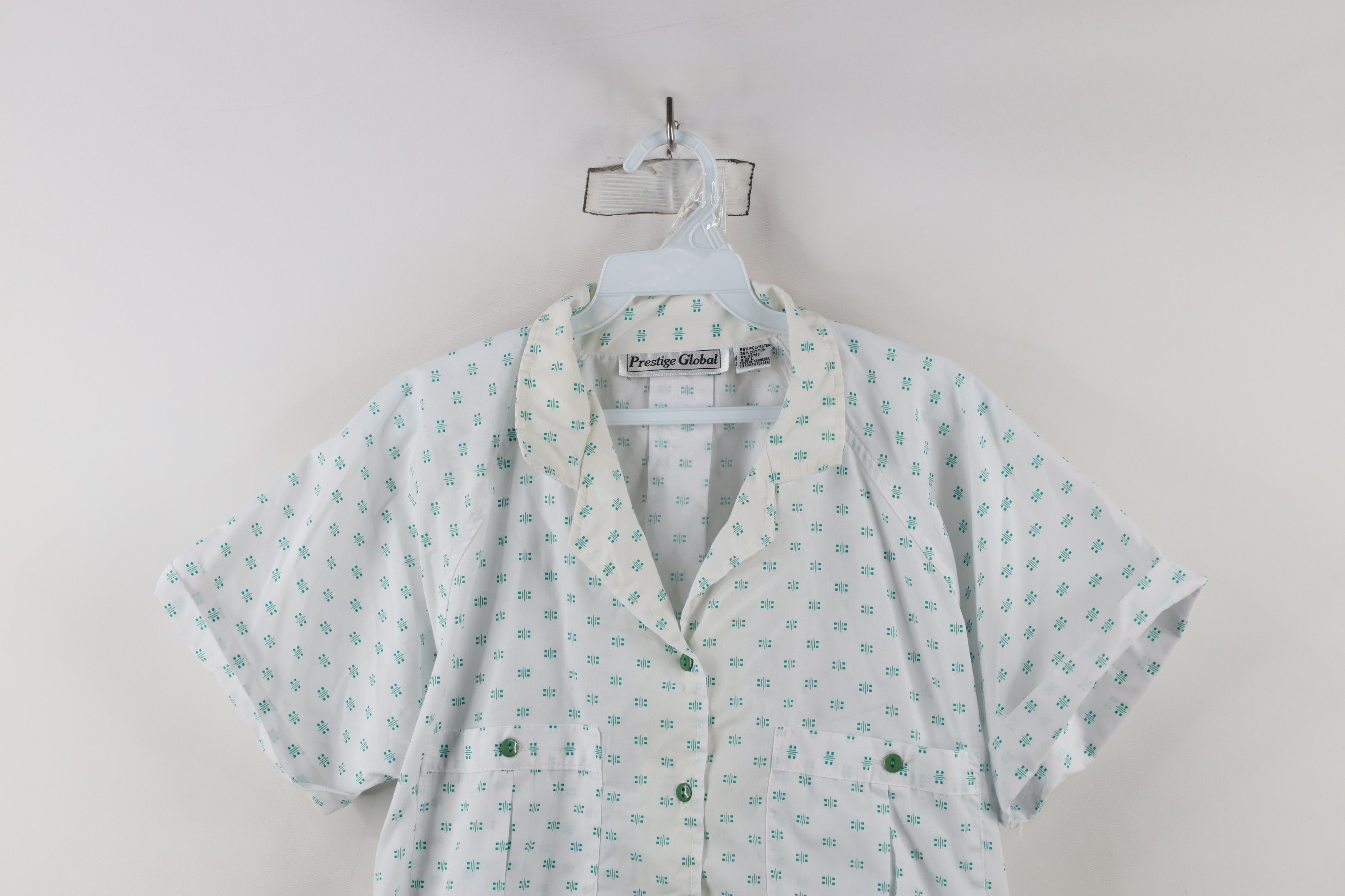 Vintage Vintage 80s 90s Streetwear Cuffed Geometric Button Shirt Size L / US 10 / IT 46 - 2 Thumbnail