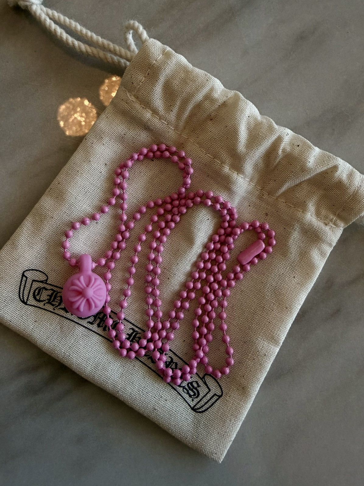 Chrome Hearts Chrome Hearts SiliChrome Cross Ball Necklace Pink Size ONE SIZE - 1 Thumbnail
