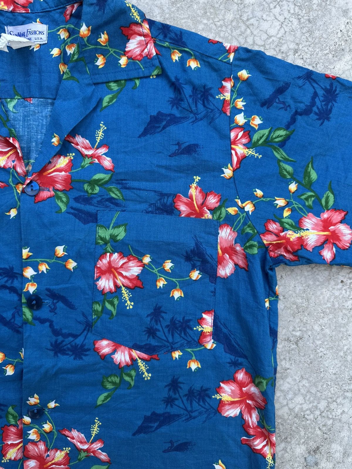 Vintage Vintage 70s SunMari Hawaii Printed Collar Open Shirt Size US M / EU 48-50 / 2 - 3 Thumbnail