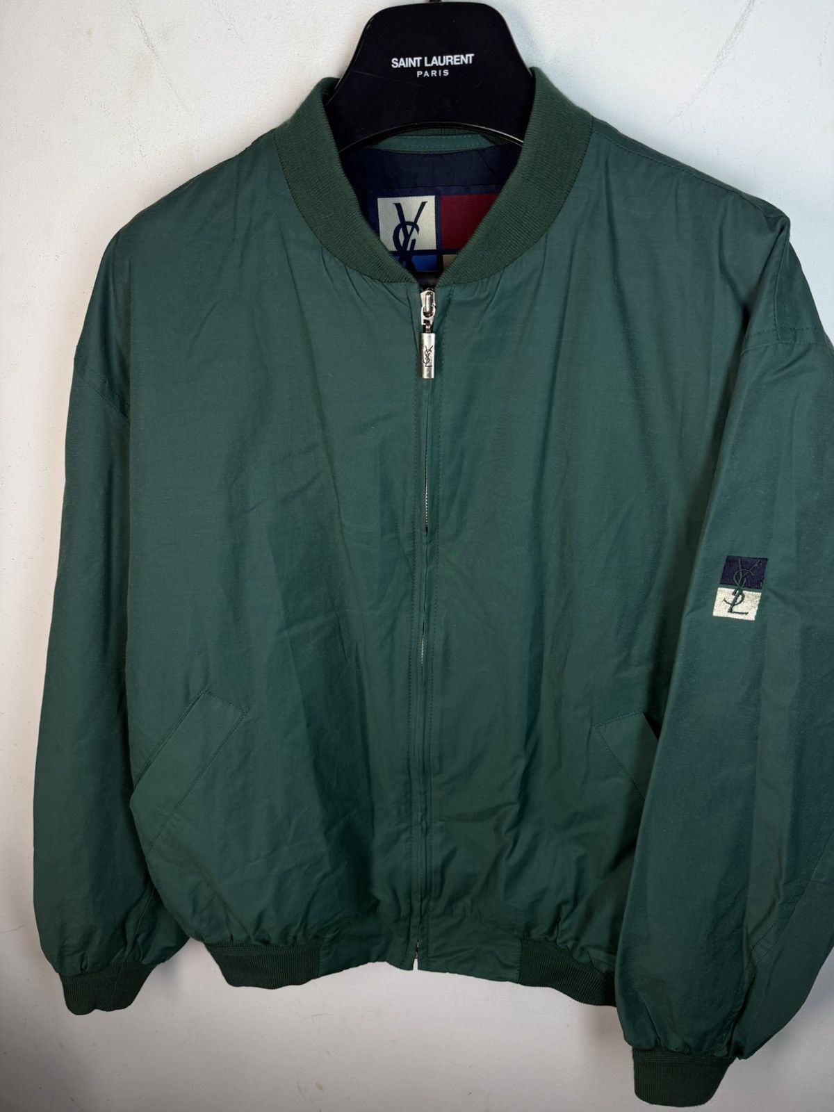 Yves Saint Laurent Green 90s YSL Bomber Vintage Jacket Yves Saint Laurent Size US M / EU 48-50 / 2 - 2 Thumbnail