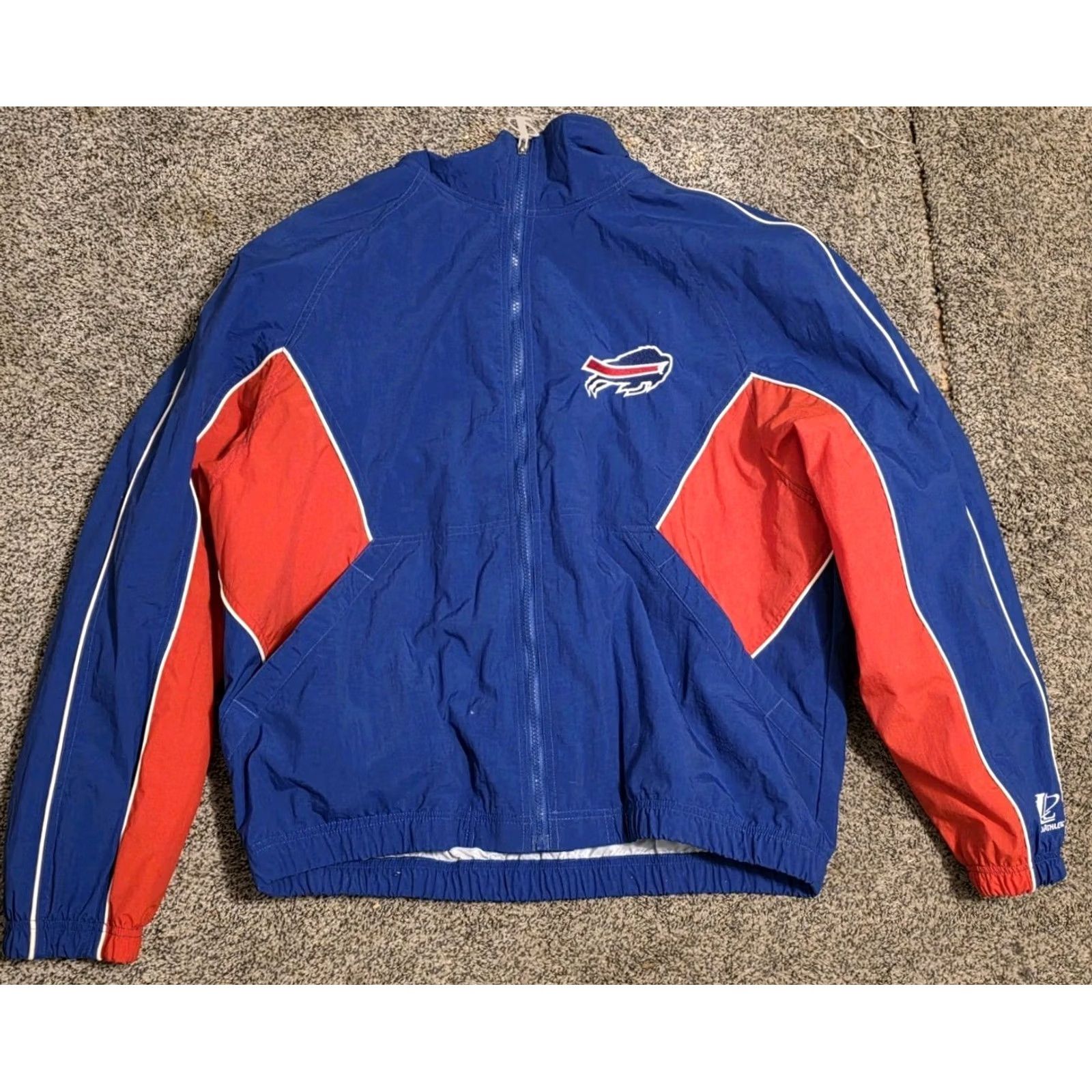 Logo Athletic VINTAGE 90s Buffalo Bills Logo Athletic Full Zip Jacket Windbreaker Men's L Blue Satin Polyester Nylon Logo Windbreaker 90s Men Jacket Full Zip Size US L / EU 52-54 / 3 - 2 Thumbnail