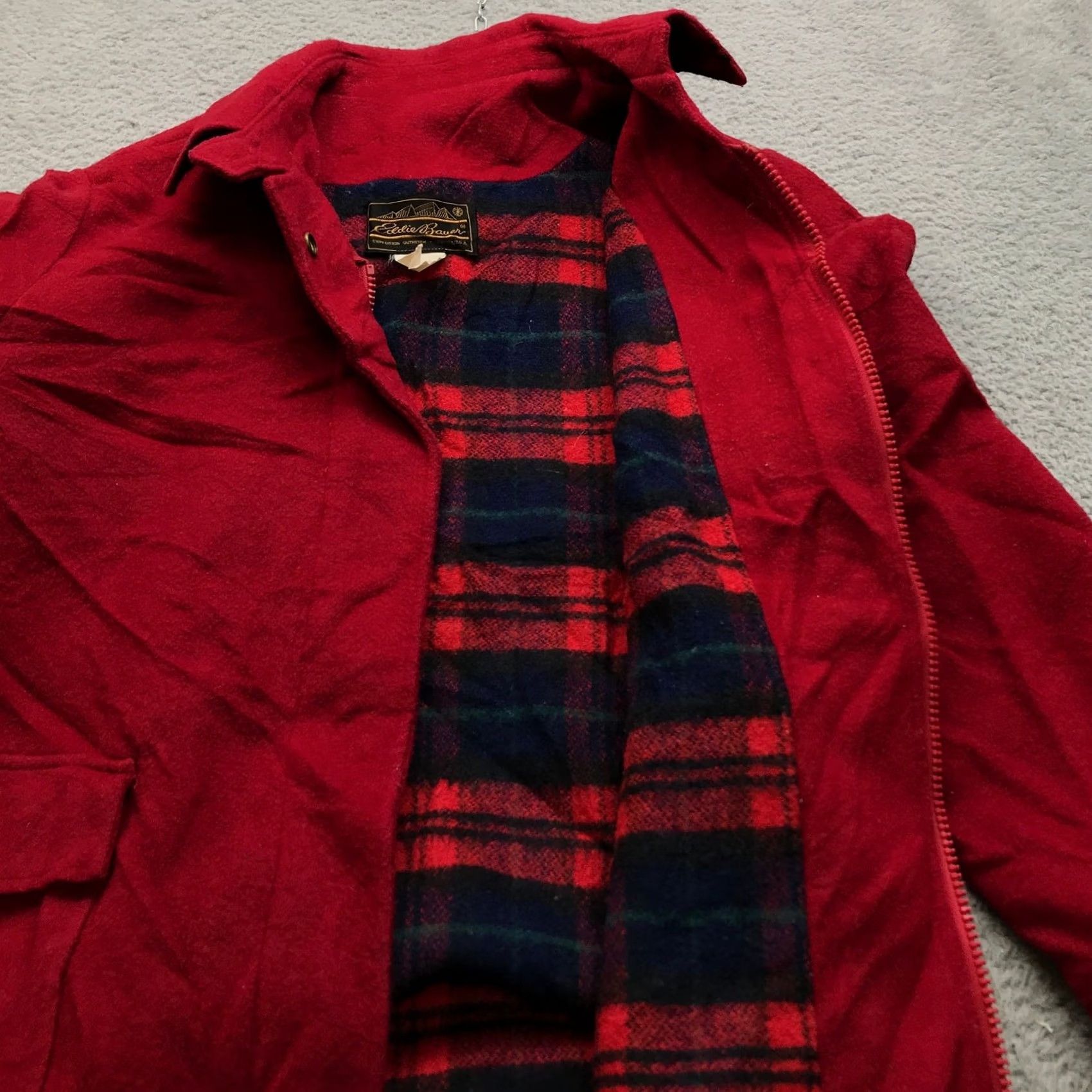 Eddie Bauer VINTAGE Eddie Bauer Hunting Wool Blend Jacket Womens Large 15/16 Red USA 80s 90s Wool Blend Overcoat Coat Pockets L Long Sleeve Mid-Length buttons Zip Size L / US 10 / IT 46 - 5 Thumbnail