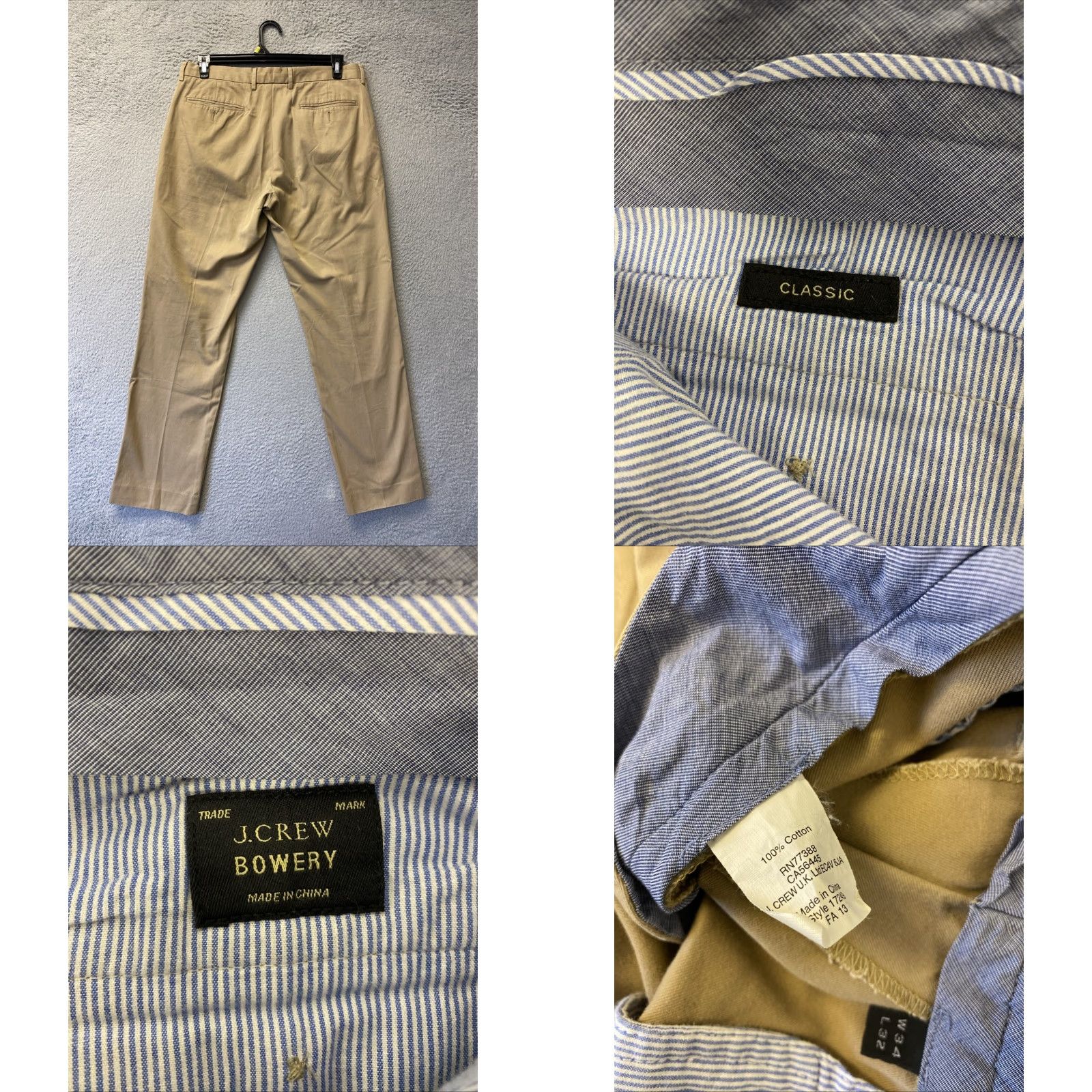 J.Crew J.Crew Chino Pants - Tan Cotton Twill, Flat Front, Tapered Leg, Regular Fit, 34x32, Men's Casual Outdoor Dress Pants Size US 34 / EU 50 - 8 Thumbnail