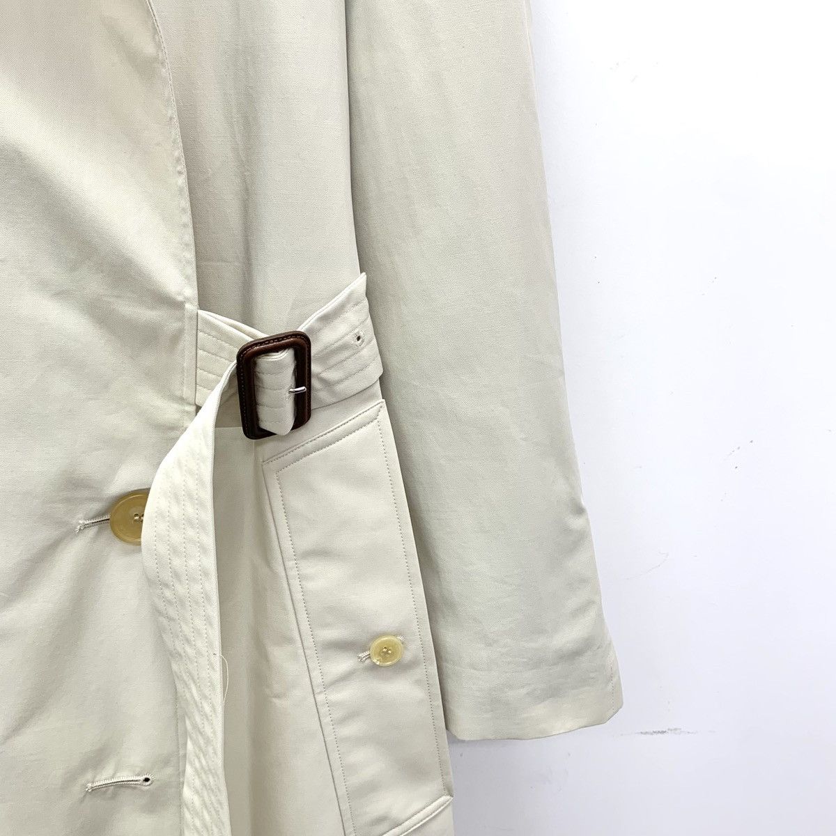 Burberry Burberry White Cotton Double Breasted Belted Trench Coat Size S / US 4 / IT 40 - 4 Thumbnail