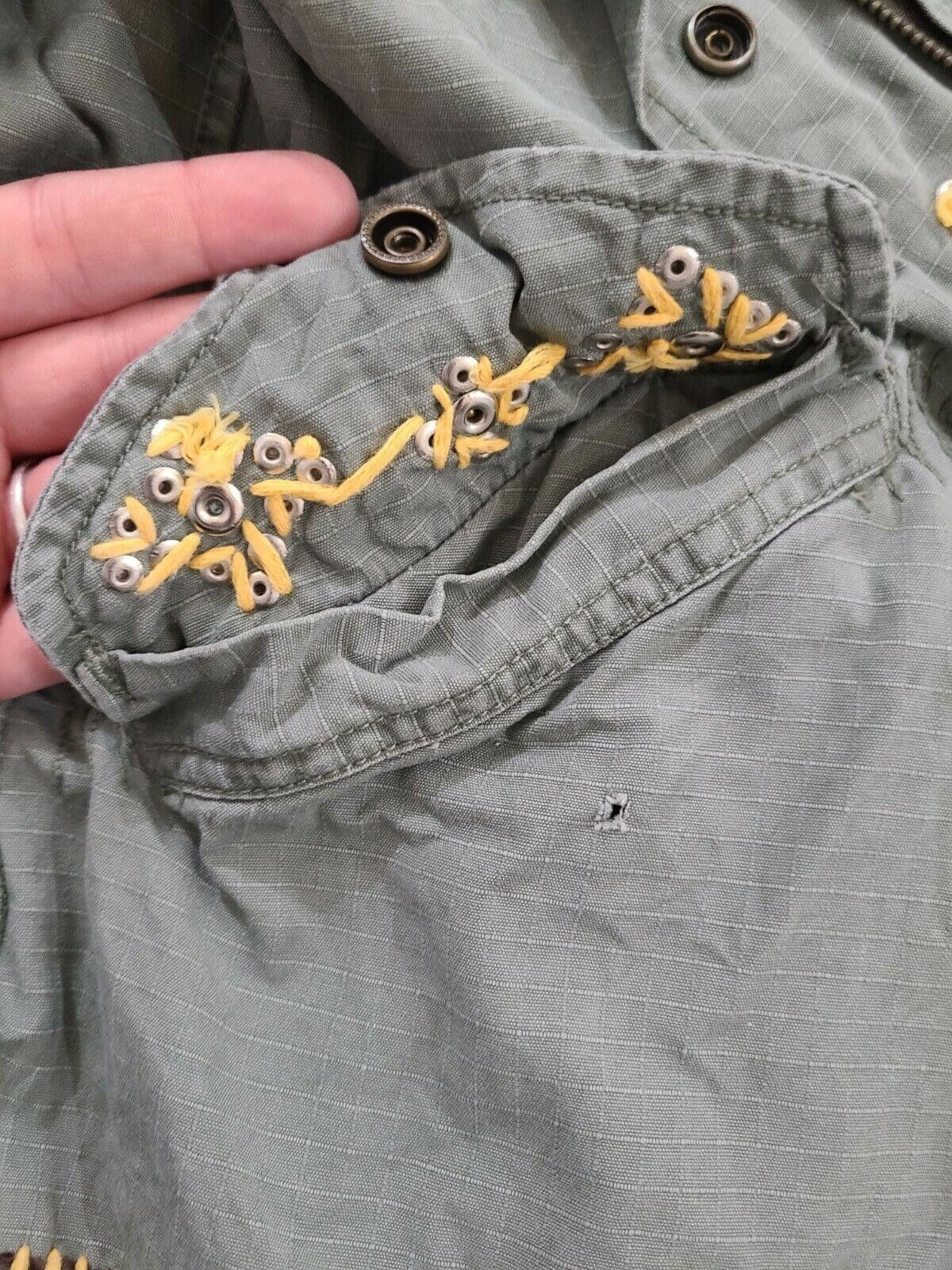 Designer Spy Zone Exchange Jacket Medium Green Boho Hippie Rhinestone Size M / US 6-8 / IT 42-44 - 4 Thumbnail